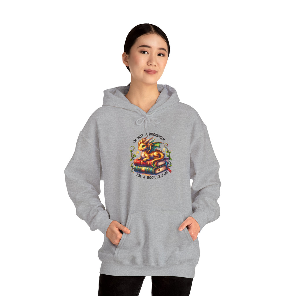 Hoodie — 'I'm Not A Dragon' Cute Snake-on-Book Graphic Pullover