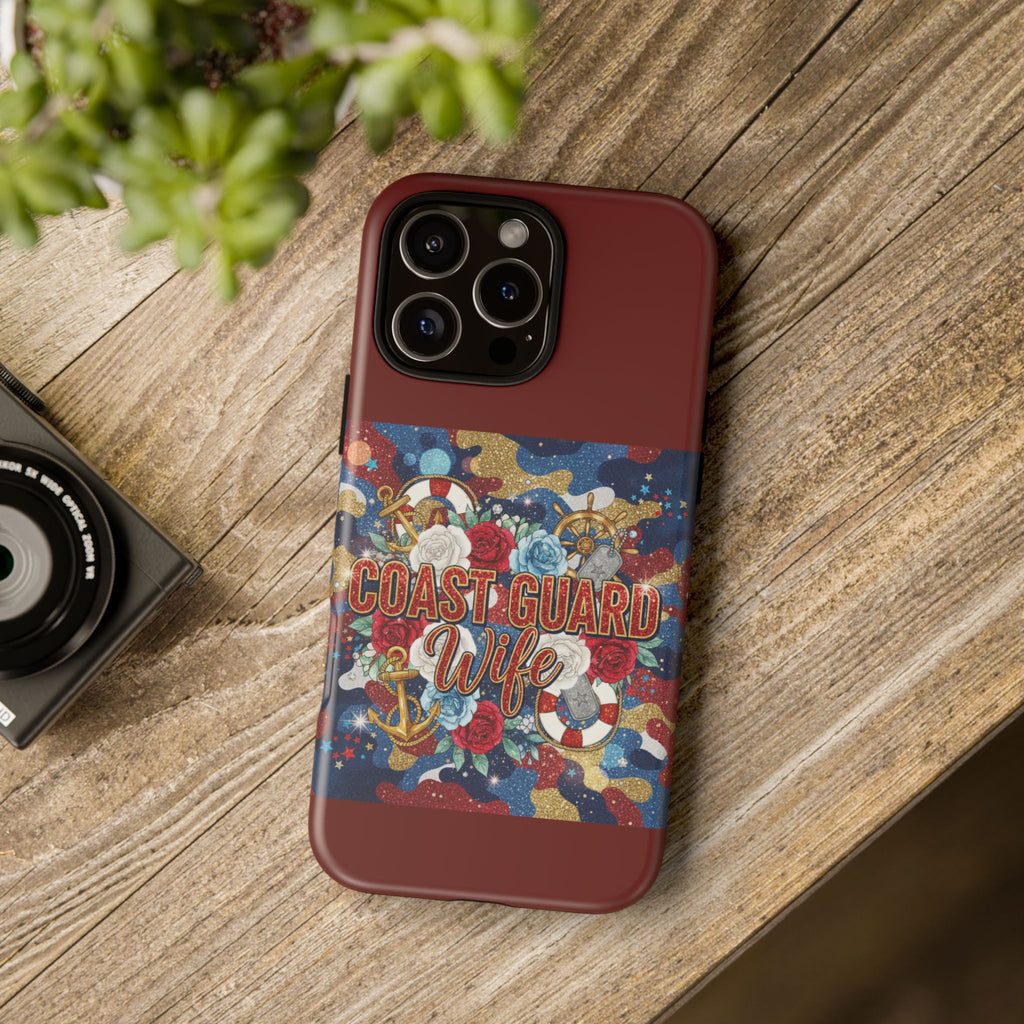 Coast Guard Wife Tough Phone Case — Patriotic Anchor & Lifebuoy Design
