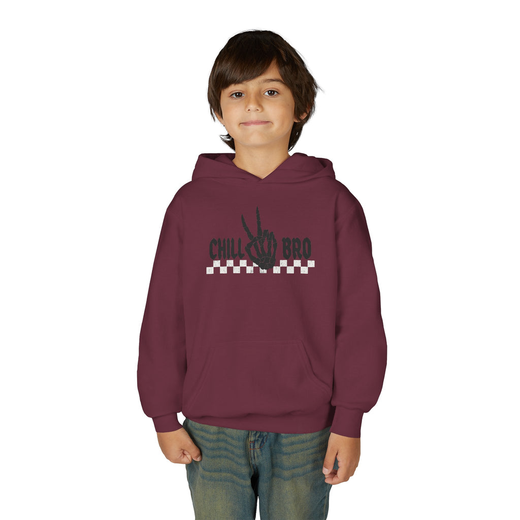 Youth Hoodie — "Chill Bro" Skeleton Hand Graphic