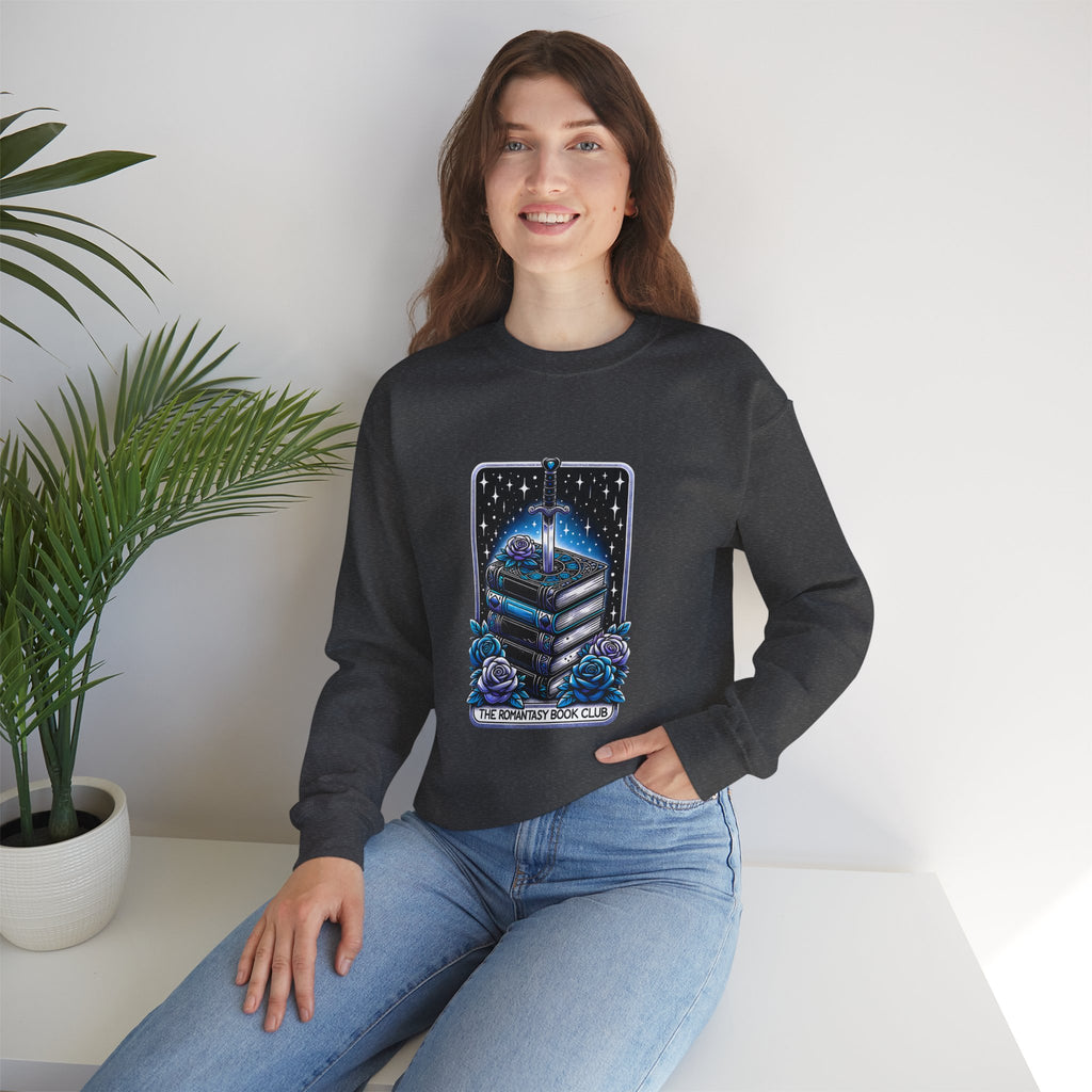 Crewneck Sweatshirt — "The Forlorn Book Club" Gothic Stack of Books Design