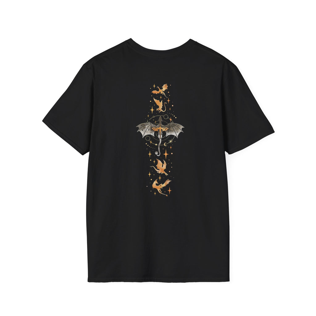 Book Dragon T-Shirt — Vintage Magical Books & Bat Illustration