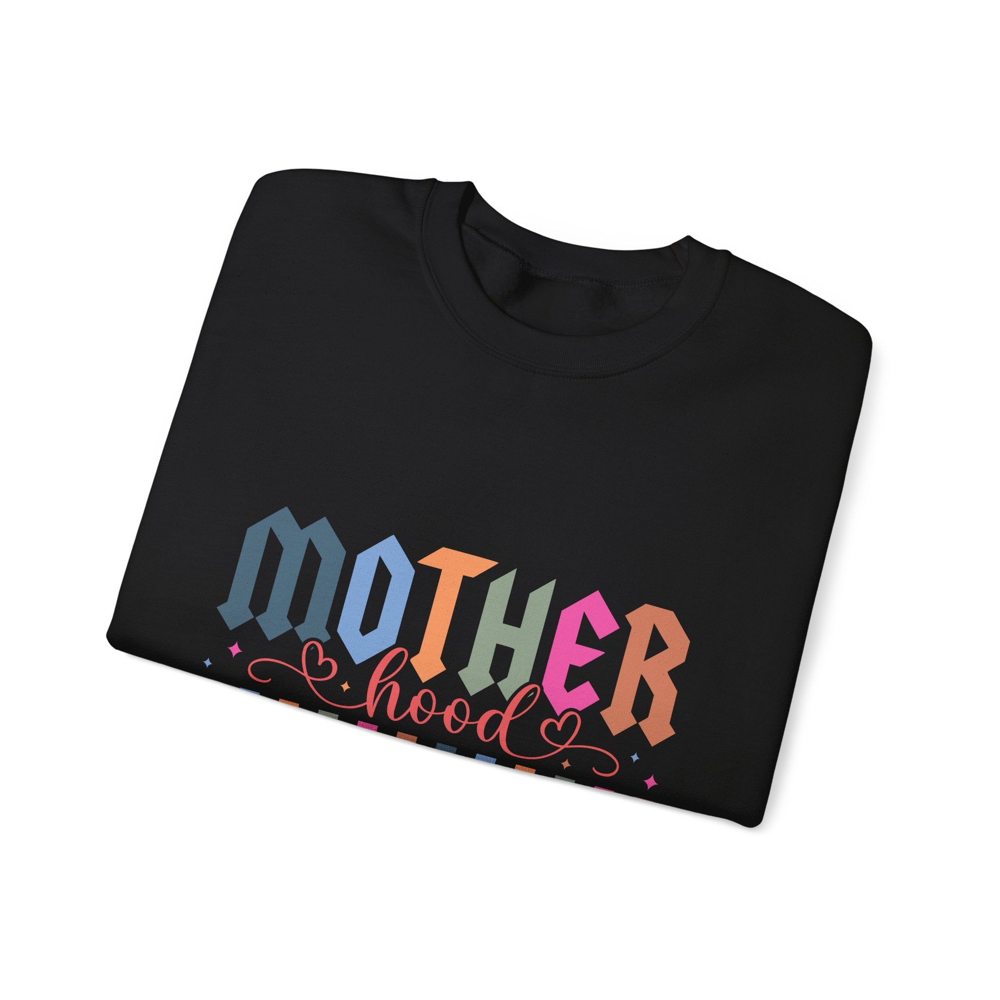 Motherhood Crewneck Sweatshirt — 'Mother Hood' Retro Colorful Mom Pullover