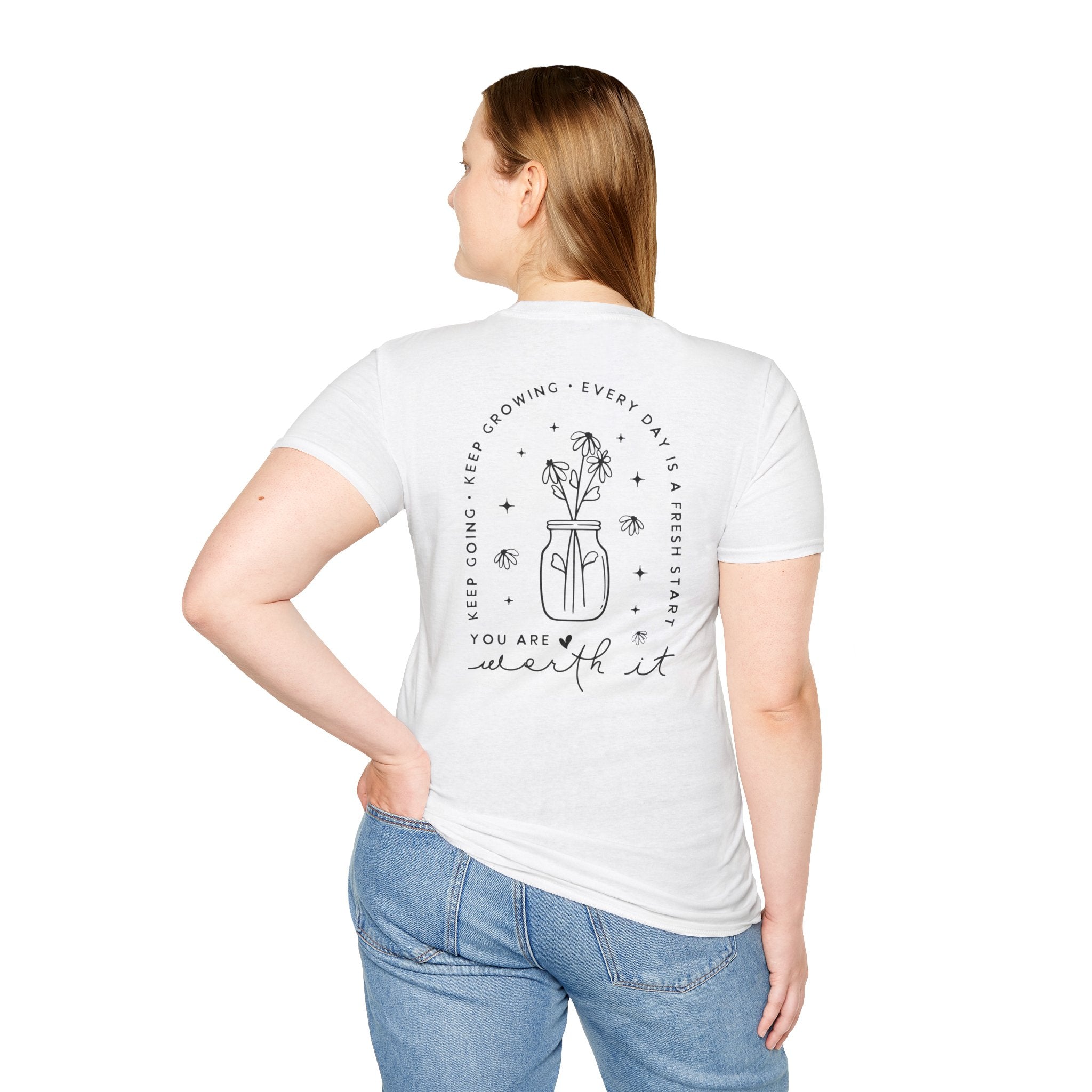 You Are Worth It T-Shirt — Floral Jar Self-Love Tee