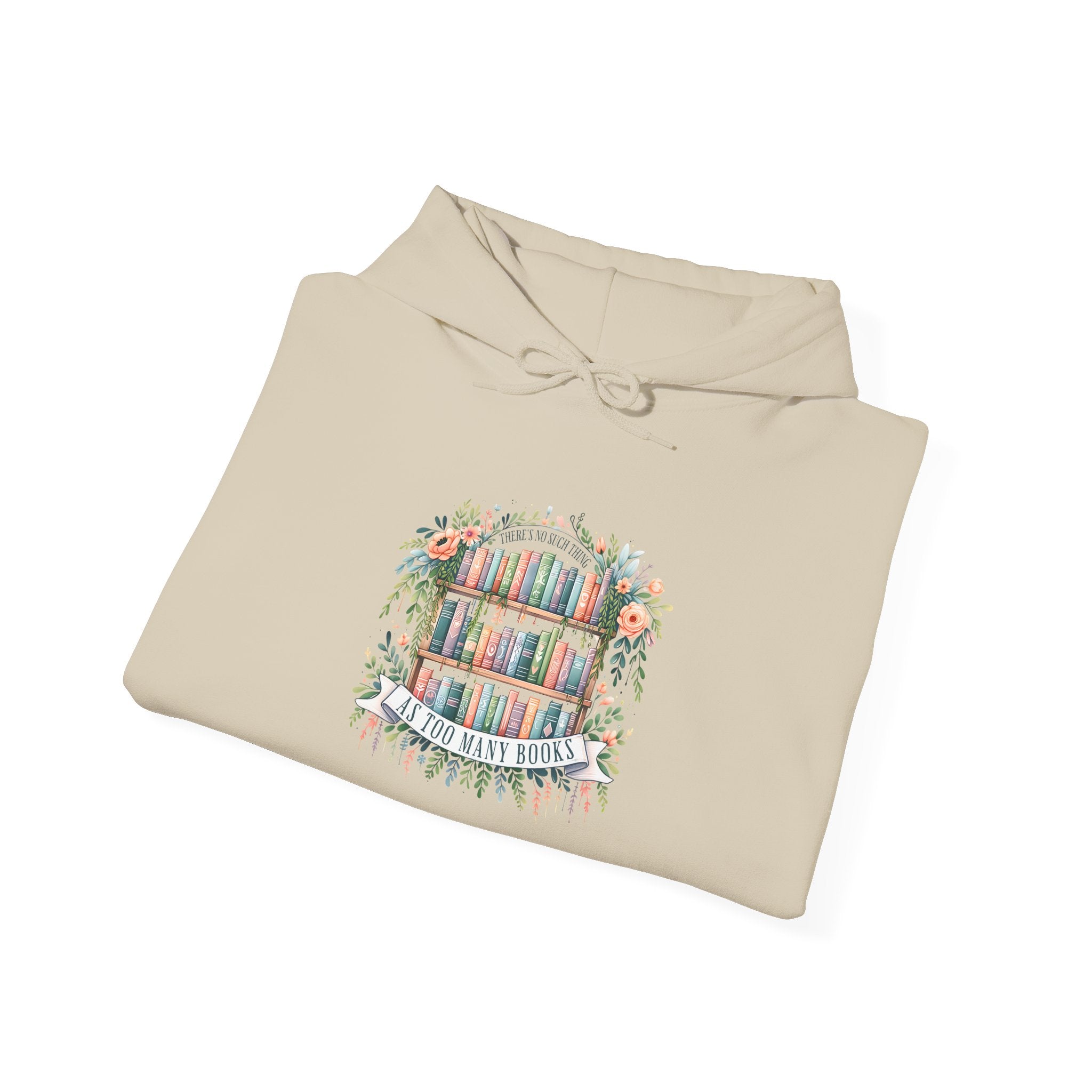 Reading Nook Hoodie — Cozy Bookshelf Floral Graphic Sweatshirt