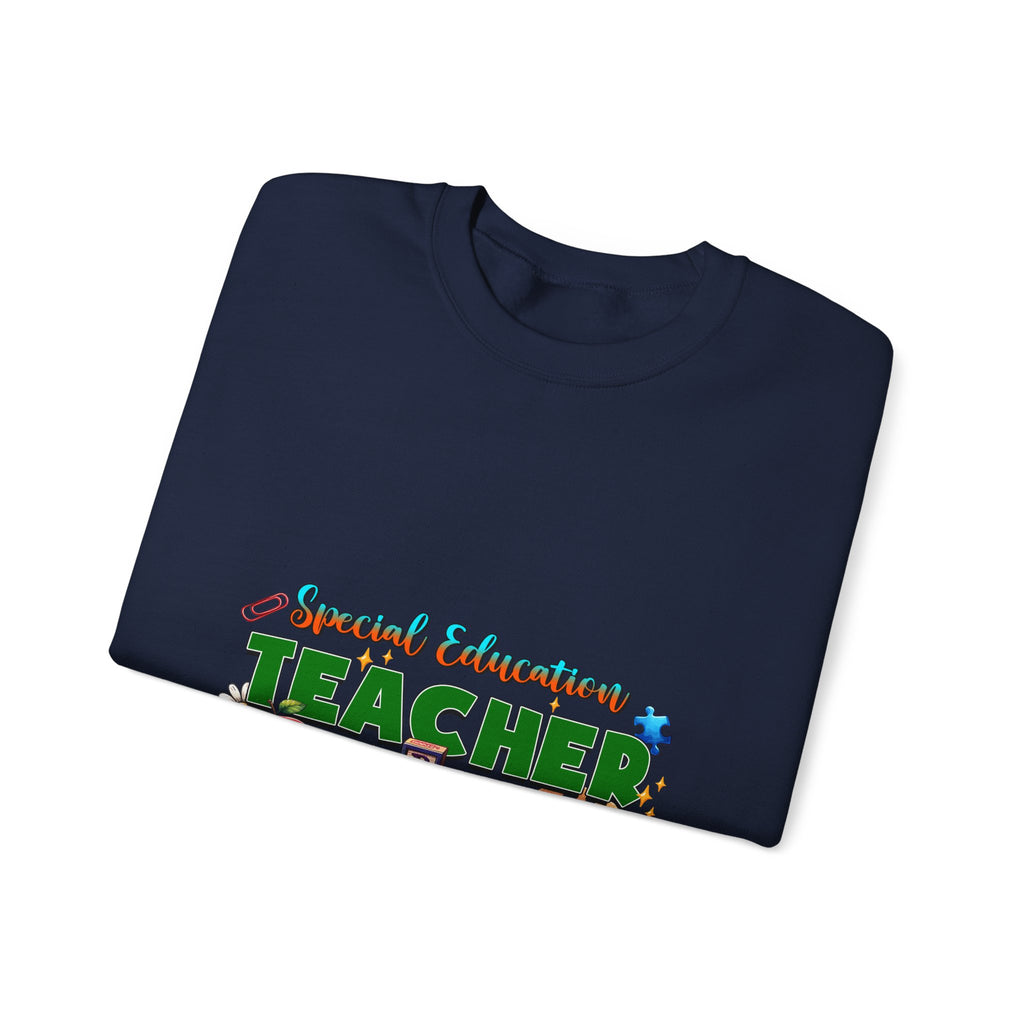 Special Education Teacher Crewneck Sweatshirt — Cute Apple & Classroom Icons