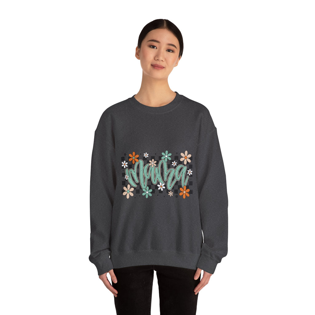 Checkered Floral 'Mama' Crewneck Sweatshirt