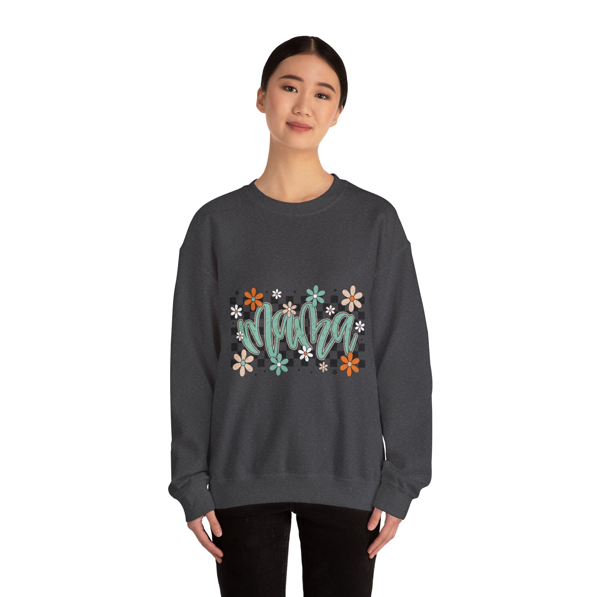 Checkered Floral 'Mama' Crewneck Sweatshirt