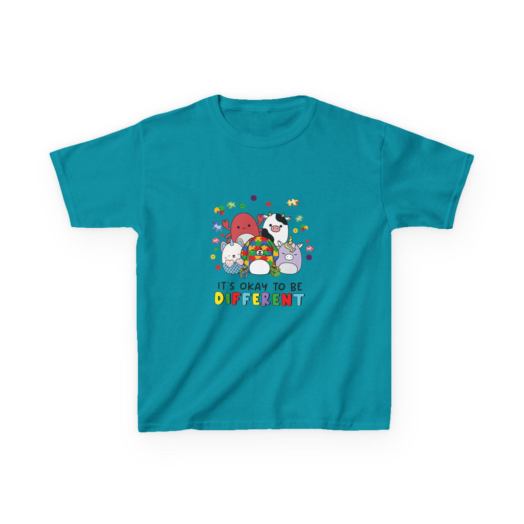 Kids Tee — "It's Okay to Be Different" Colorful Diversity Cartoon Shirt