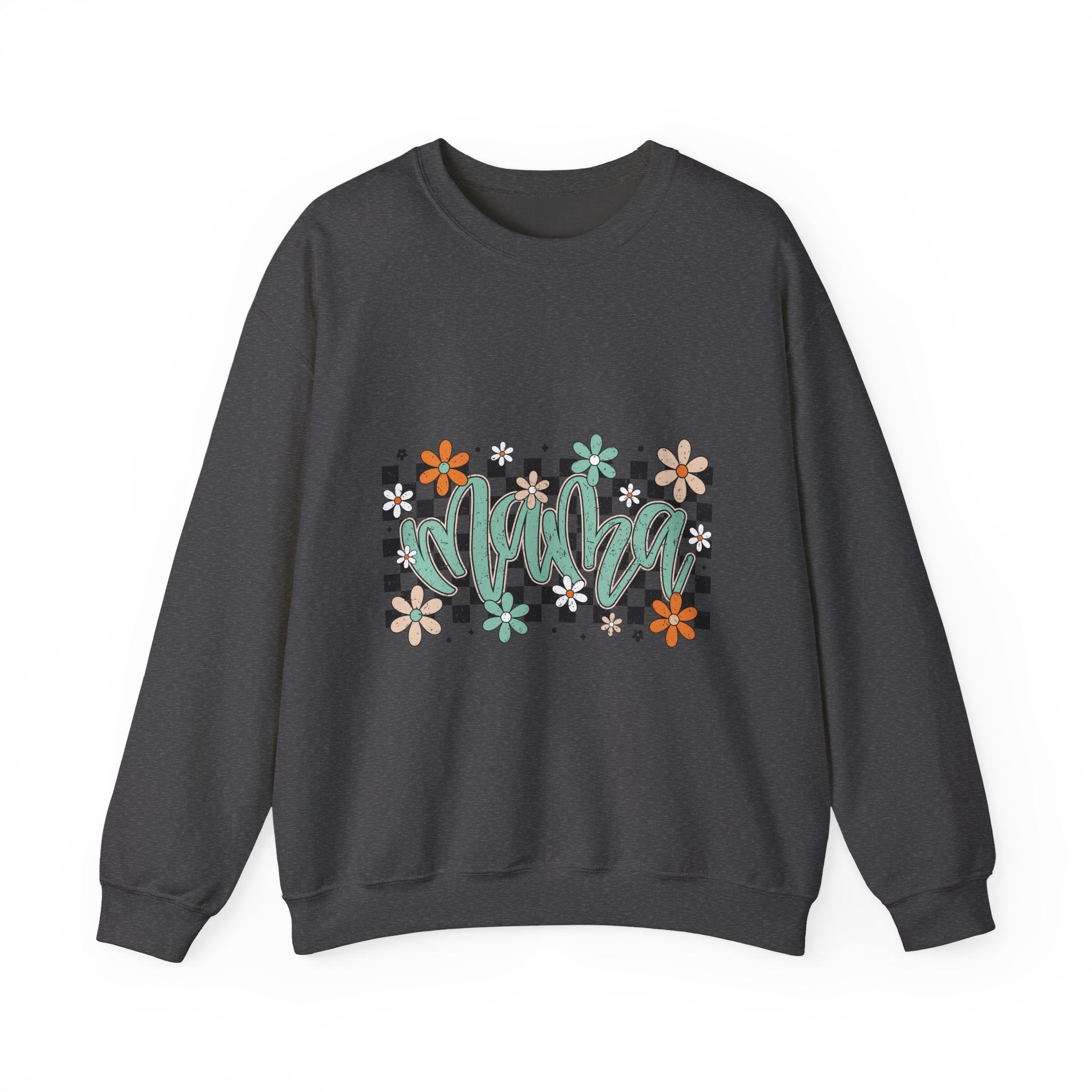 Checkered Floral 'Mama' Crewneck Sweatshirt