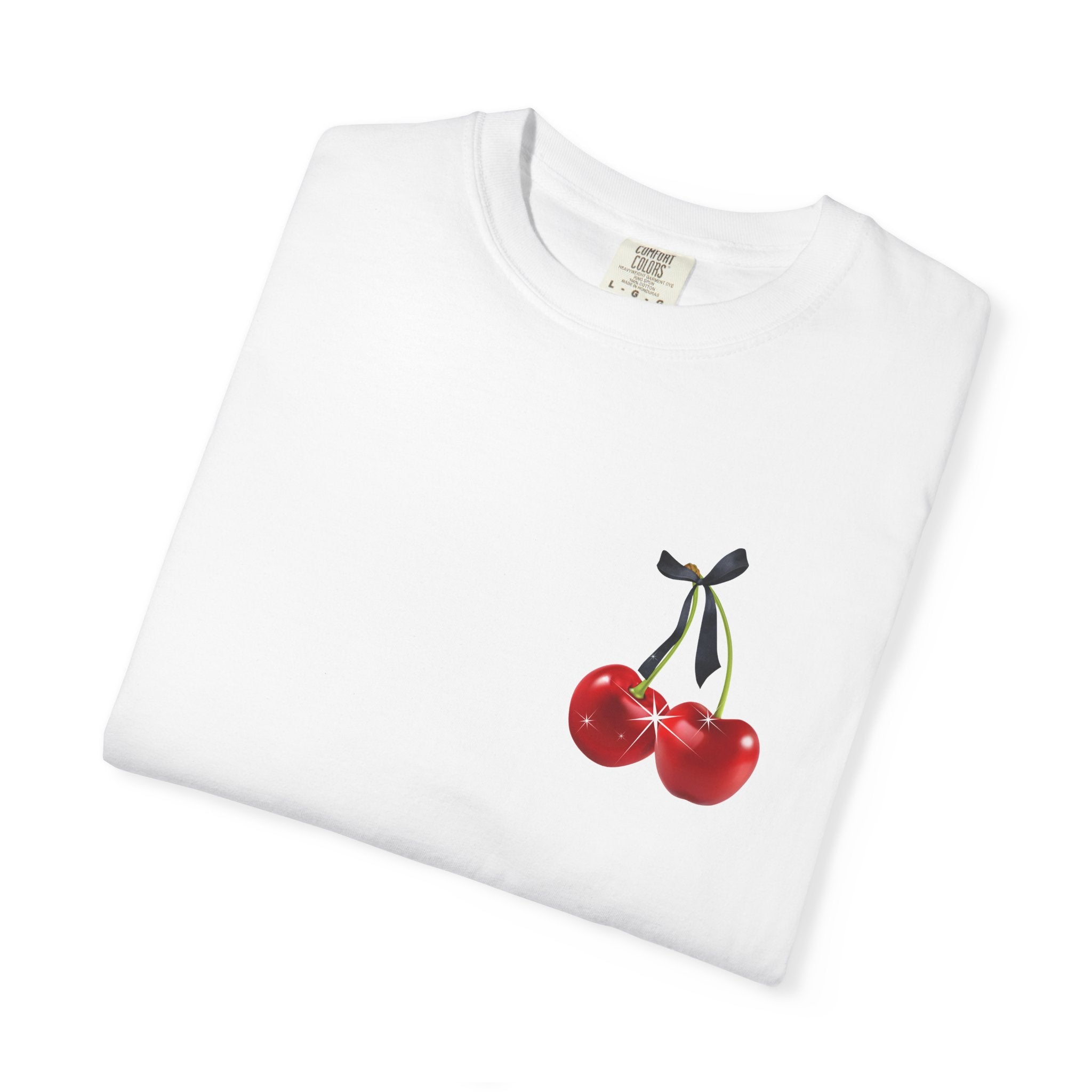 Cherry Disco Graphic T-Shirt — Retro Red Heart & Soda Pop Design