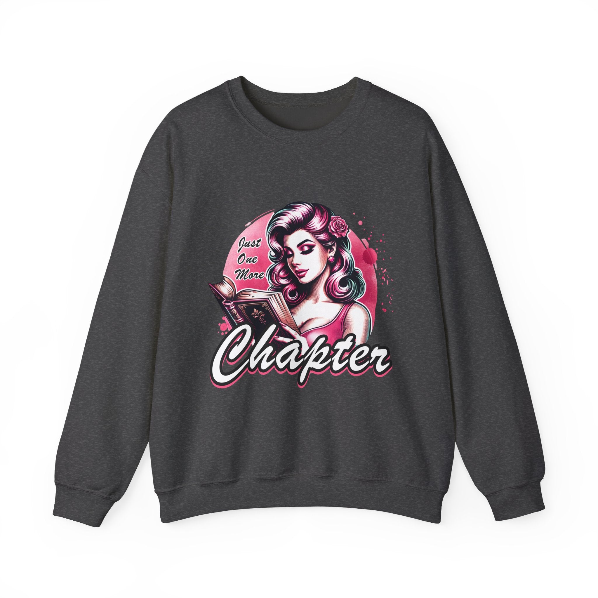 Chapter Reading Sweatshirt – Retro Pinup 'Just One More Chapter' Cozy Crewneck