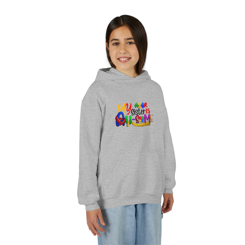 Youth Hoodie — "My Sister is Awesome" Colorful Kids Pullover