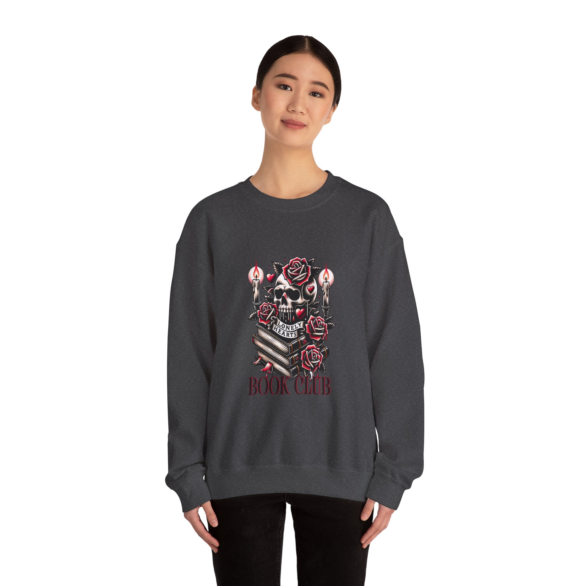 Book Club Sweatshirt — Gothic Skull, Roses & Candles Reading Crewneck