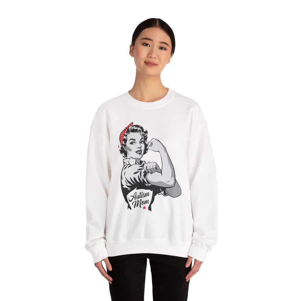 Autism Mom Crewneck Sweatshirt – Retro Rosie 'Autism Mom' Pride Pullover