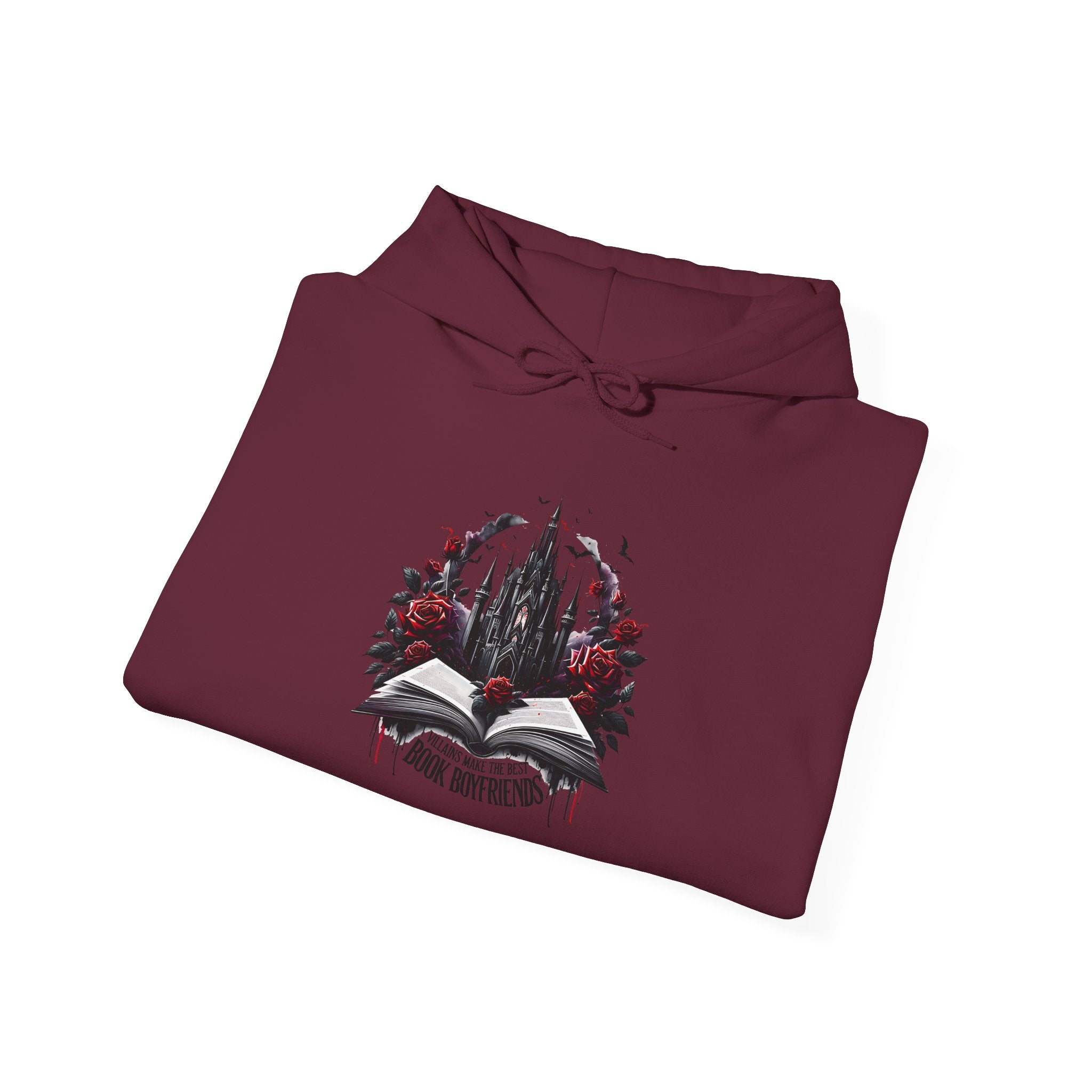Book of Shadows Hoodie — Gothic Open Book Design with Roses