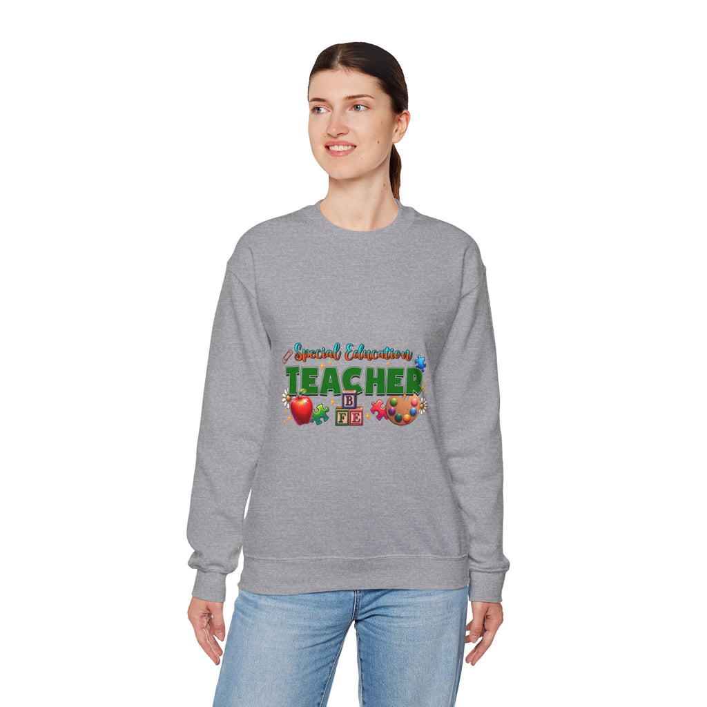 Special Education Teacher Crewneck Sweatshirt — Cute Apple & Classroom Icons