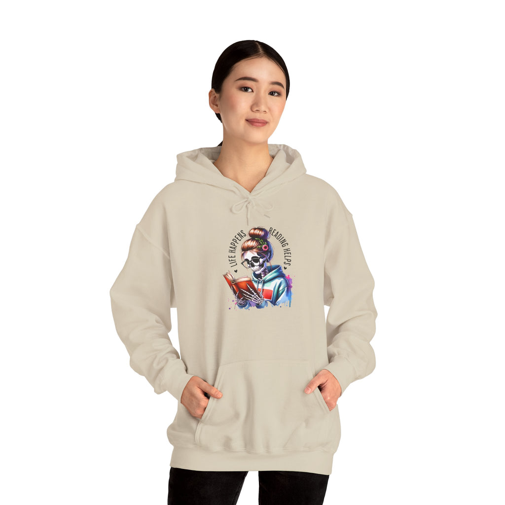 Hoodie - 'Eat, Sleep, Read, Repeat' Skeleton Reader Graphic Hoodie
