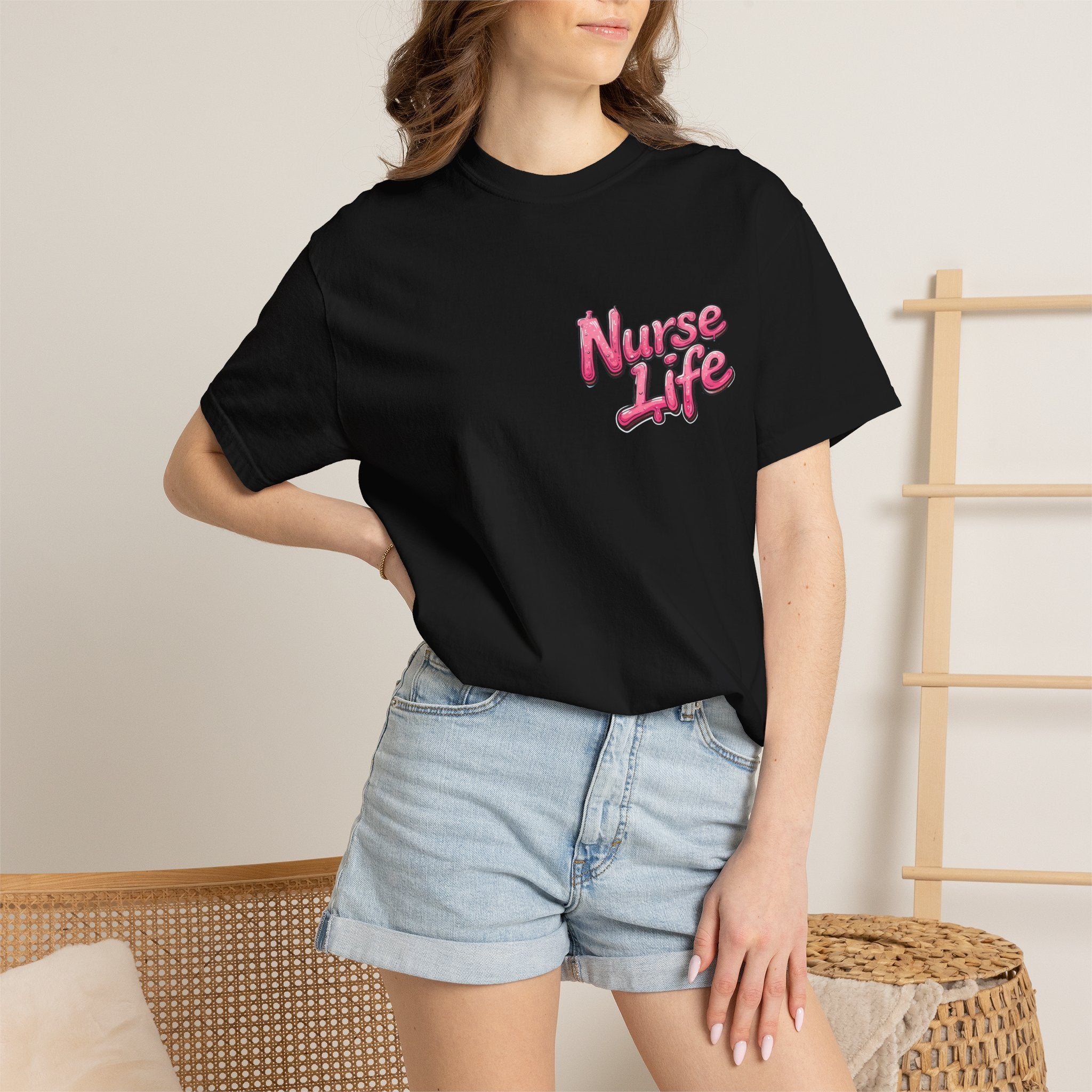 Nurse Life T-Shirt — Cute Female Nurse Watercolor Graphic Tee
