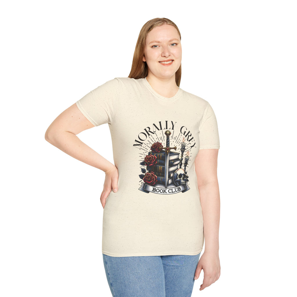 Morbly Girl Book Club T-Shirt — Gothic Rose & Candlelit Book Stack