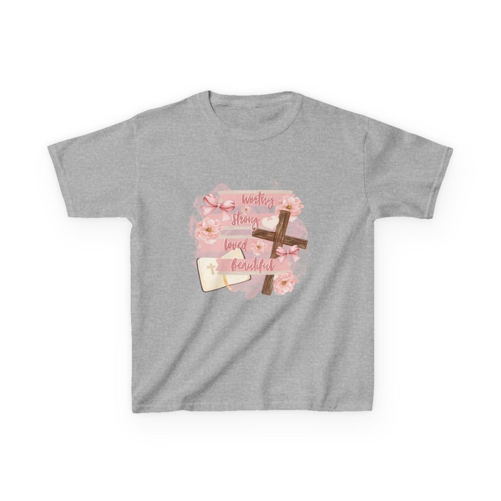 Kids T-Shirt — Pink Floral 'Daddy's Little Love' Cross Design