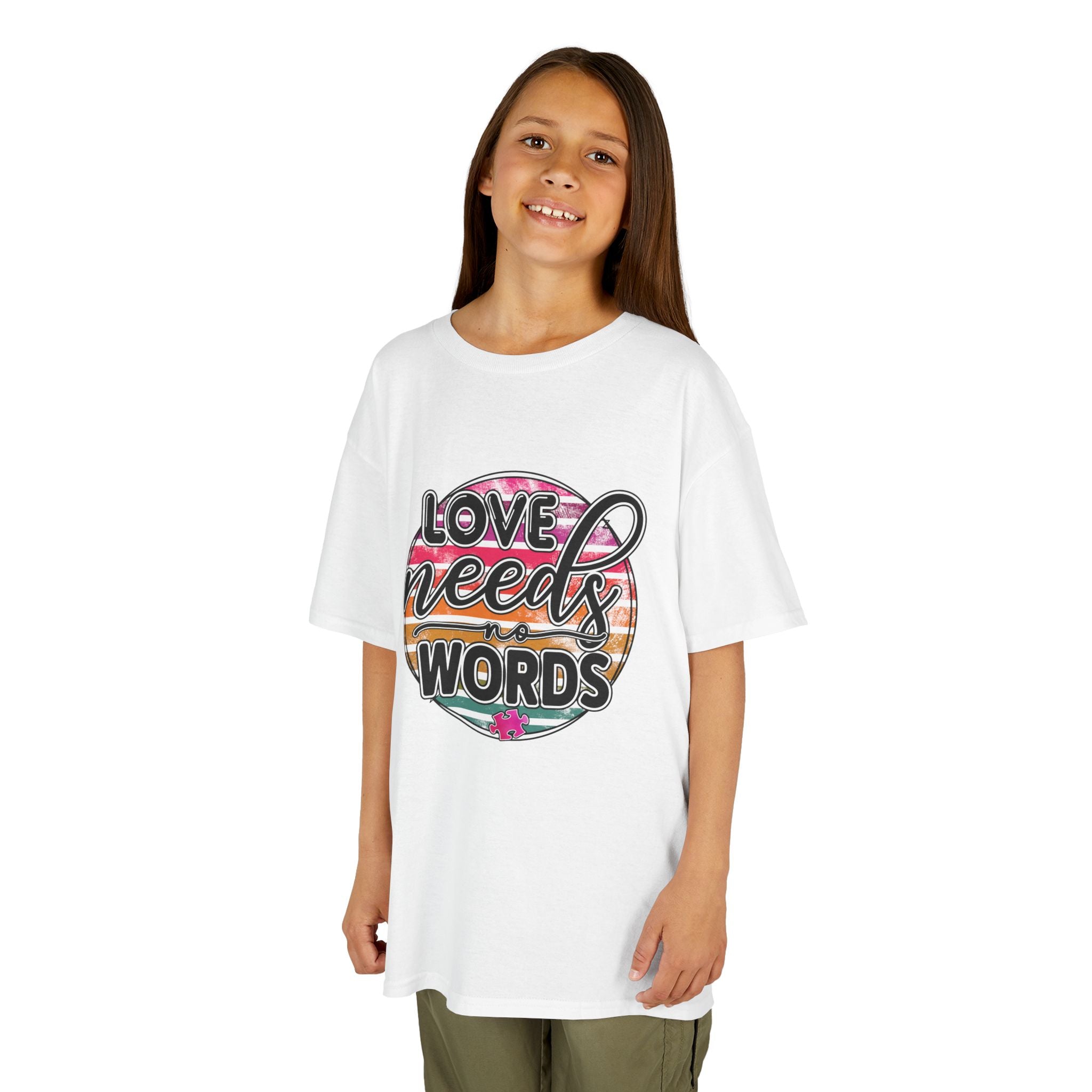 Kids Tee - "Love Needs Words" Colorful Circle Graphic