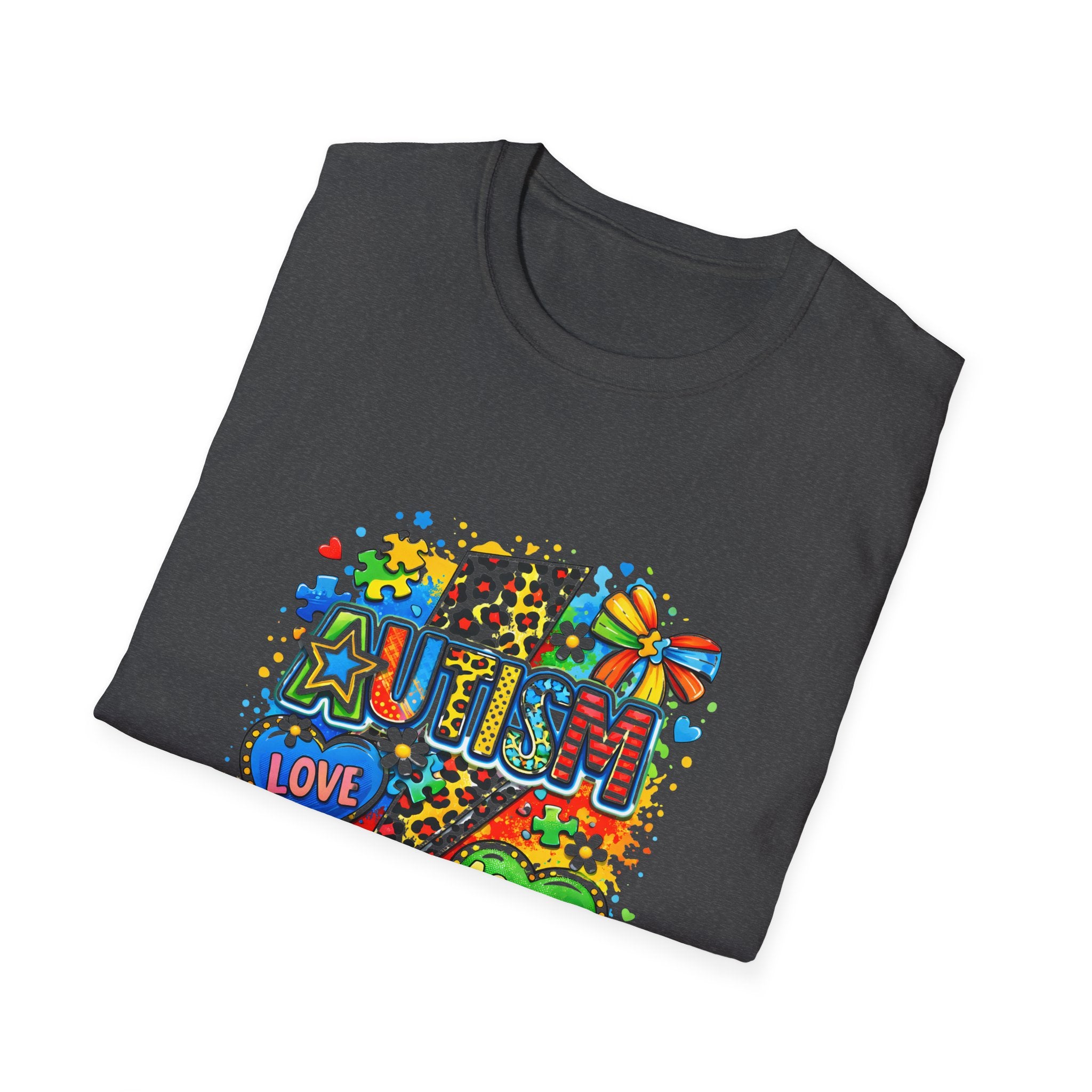 Autism Awareness T-Shirt – Love • Accept • Understand Colorful Puzzle Heart Design