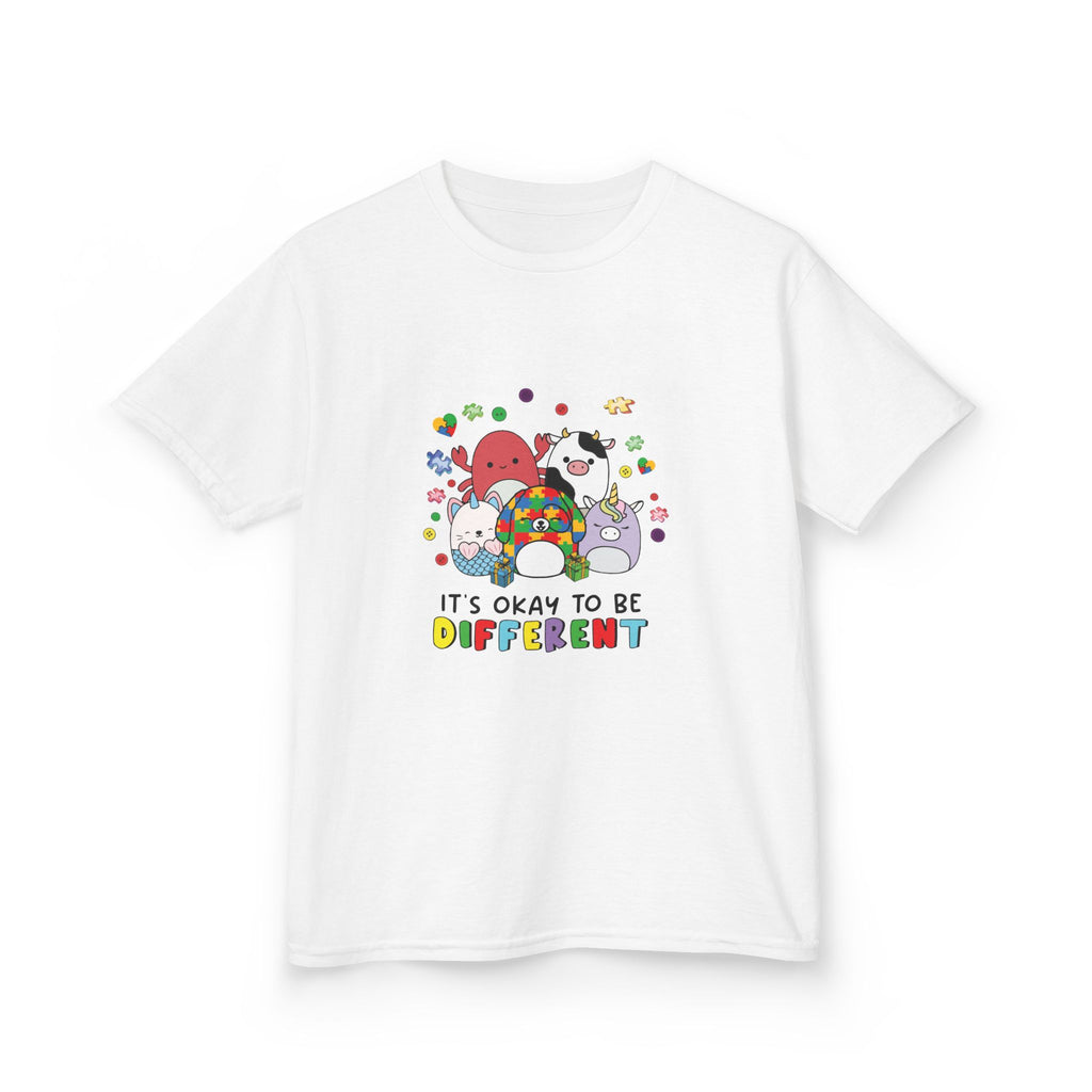 Kids Tee — "It's Okay to Be Different" Colorful Diversity Cartoon Shirt