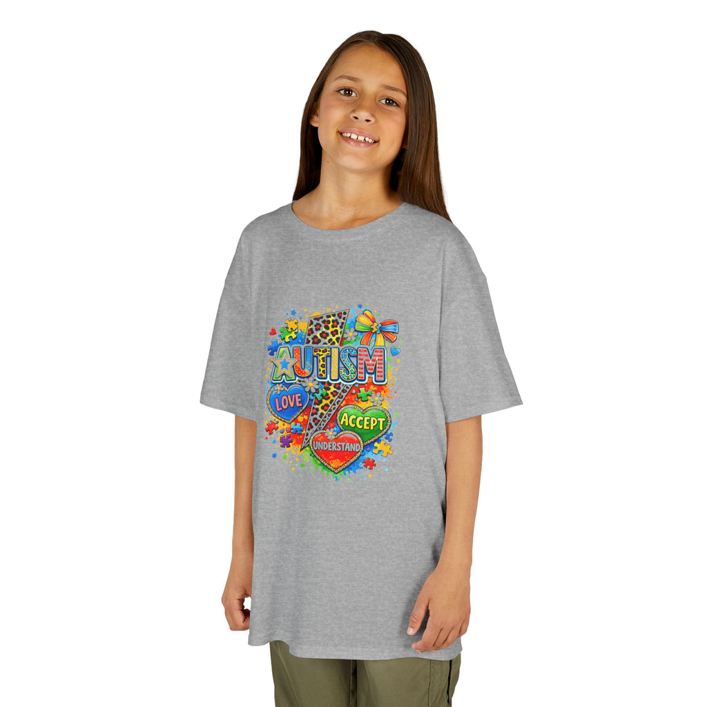 Kids Tee — Colorful Pride & Love Heart Graphic (Love, Accept, Understand)