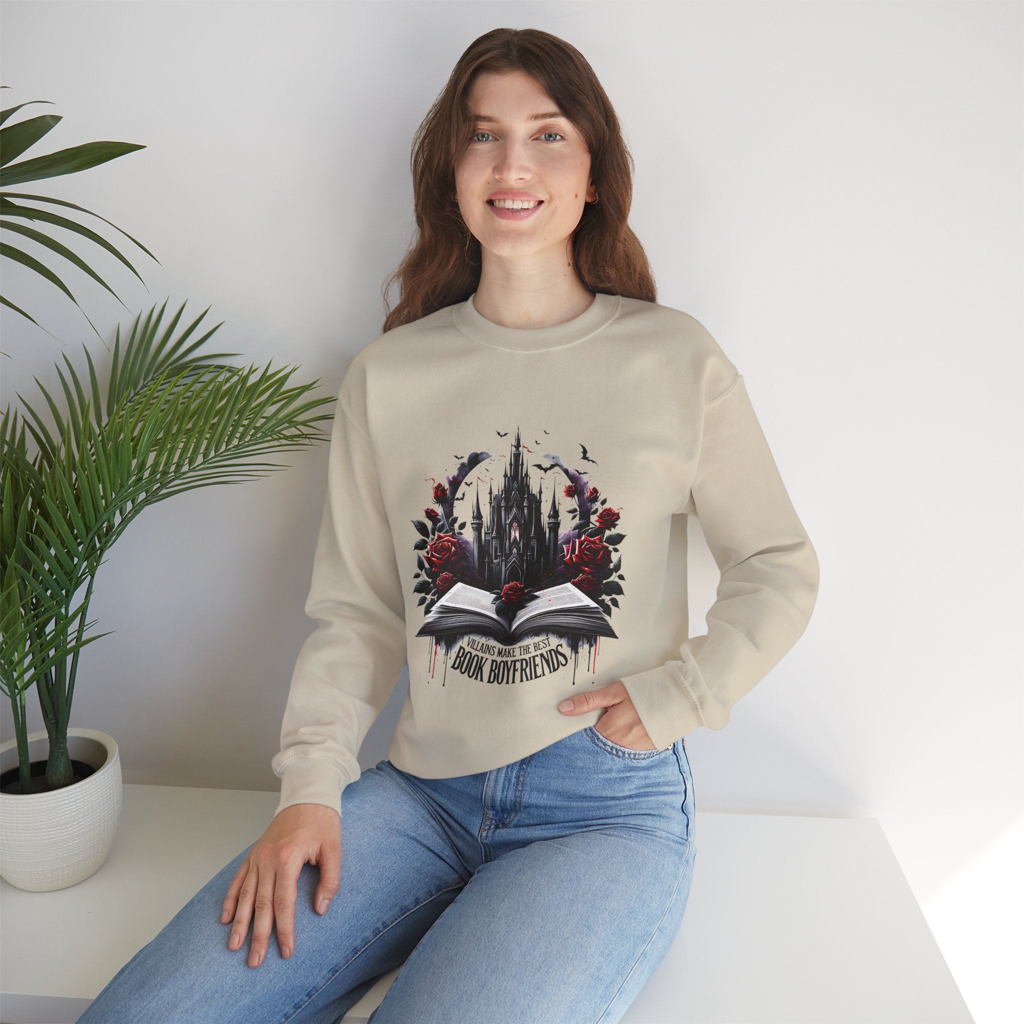 Sweatshirt — 'Book Boyfriends' Gothic Castle & Roses Cozy Crewneck for Book Lovers