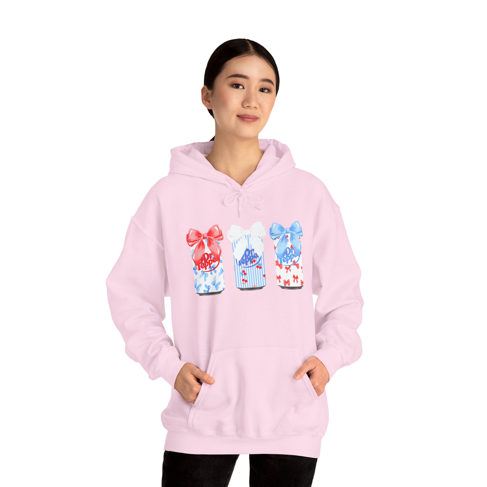 Gift Box Trio Hoodie - Red White Blue Ribbon Holiday Sweatshirt