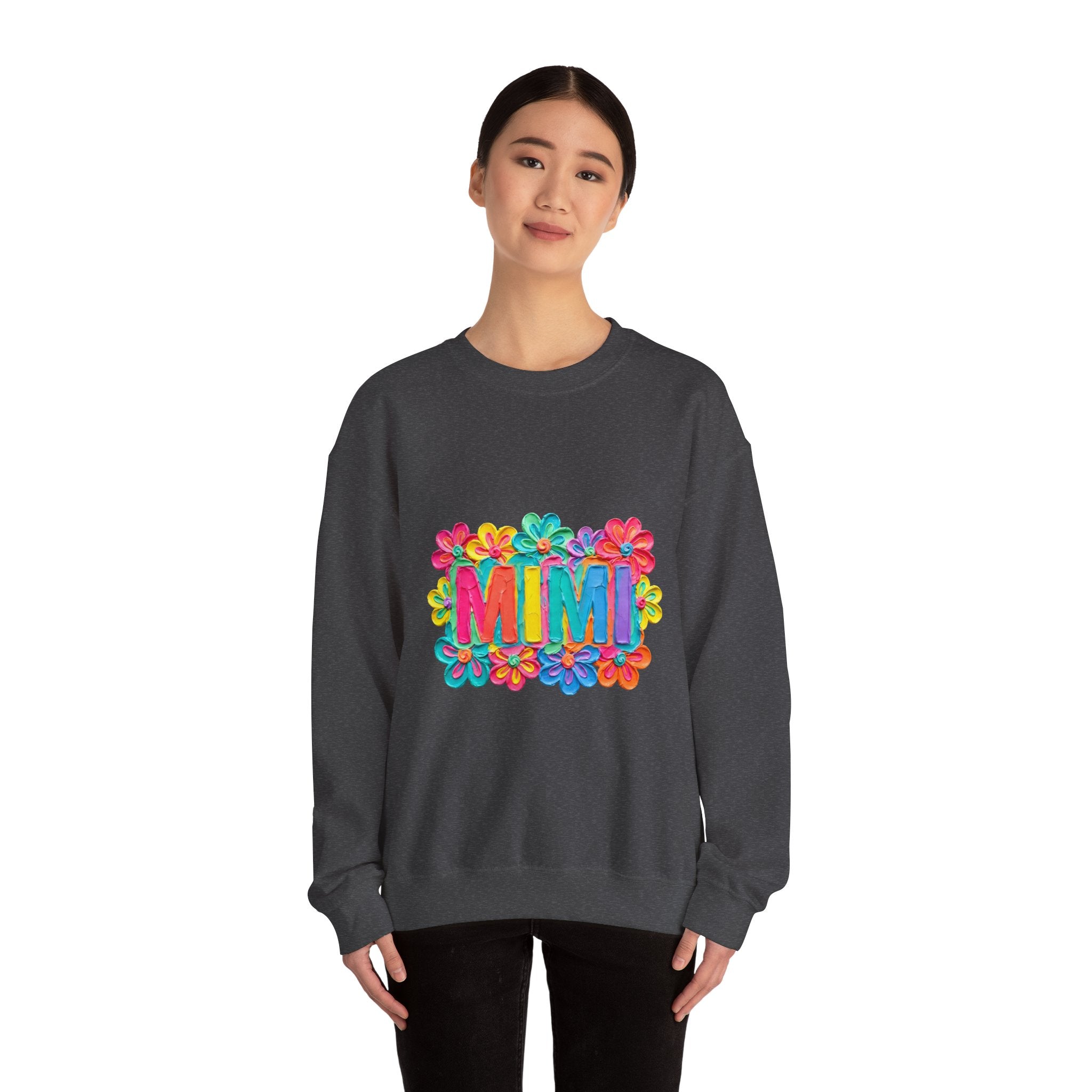 Mimi Floral Crewneck Sweatshirt — Colorful Retro Flower Graphic