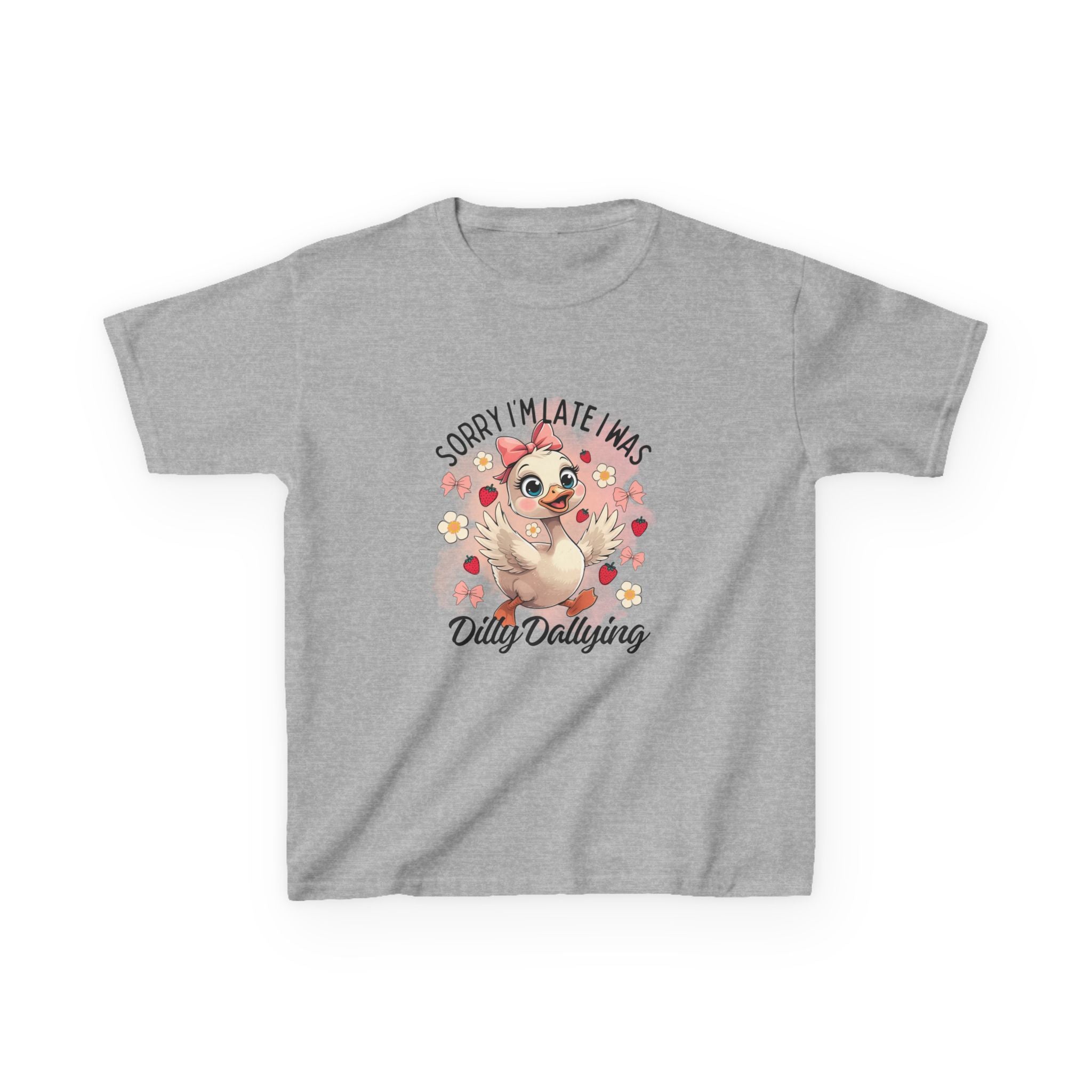 Kids Tee — "Sorry I’m Late I Was Dilly Dallying" Cute Sloth Floral Graphic
