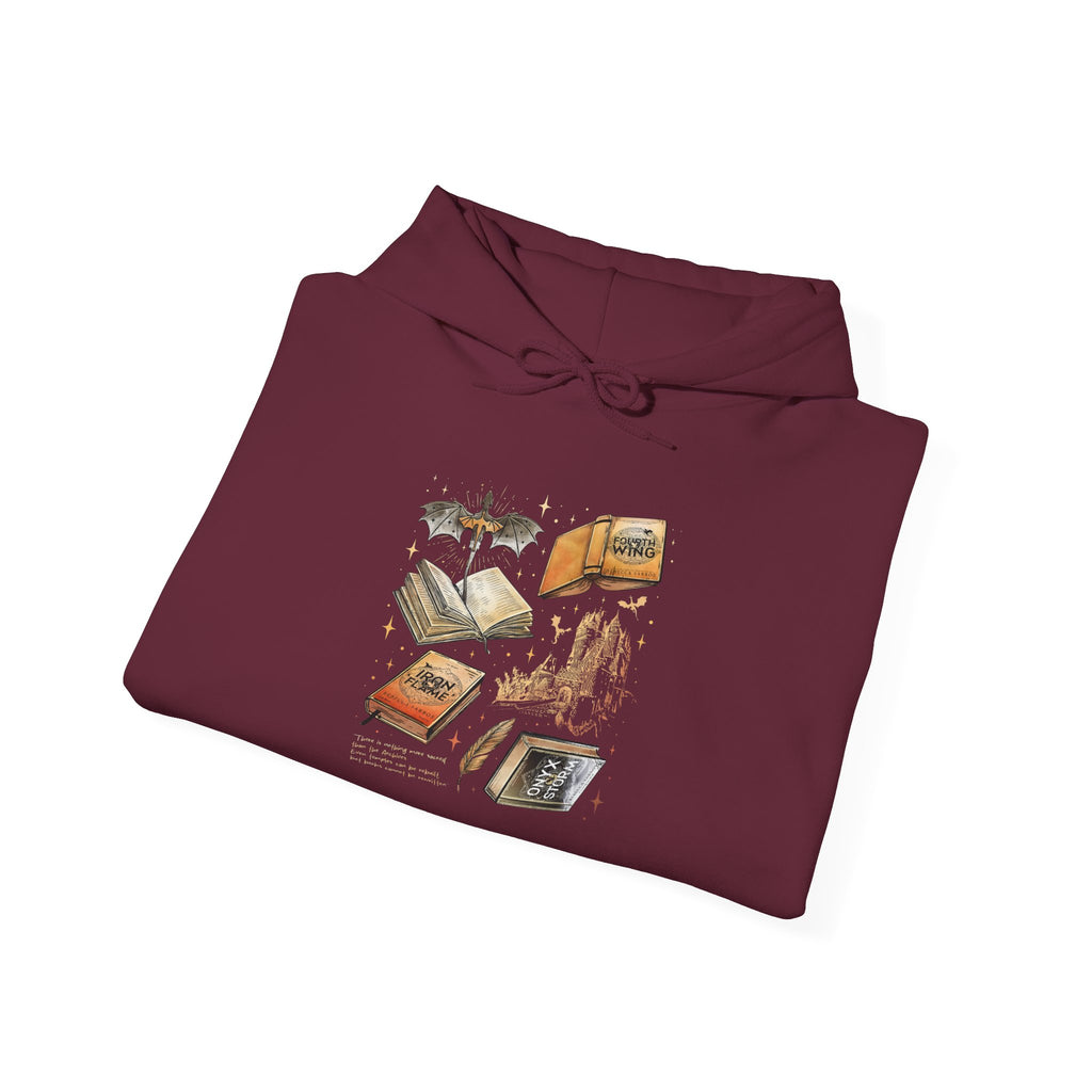 Bookish Bat Hoodie — Vintage Flying Books Graphic Pullover