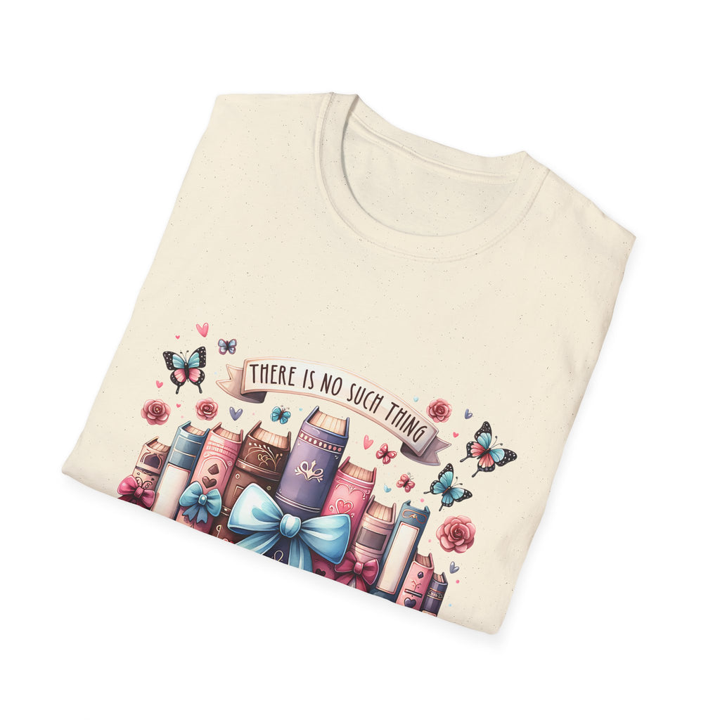 Book Lover T-Shirt — "There Is No Such Thing As Too Many Books" Illustrated Stack Design