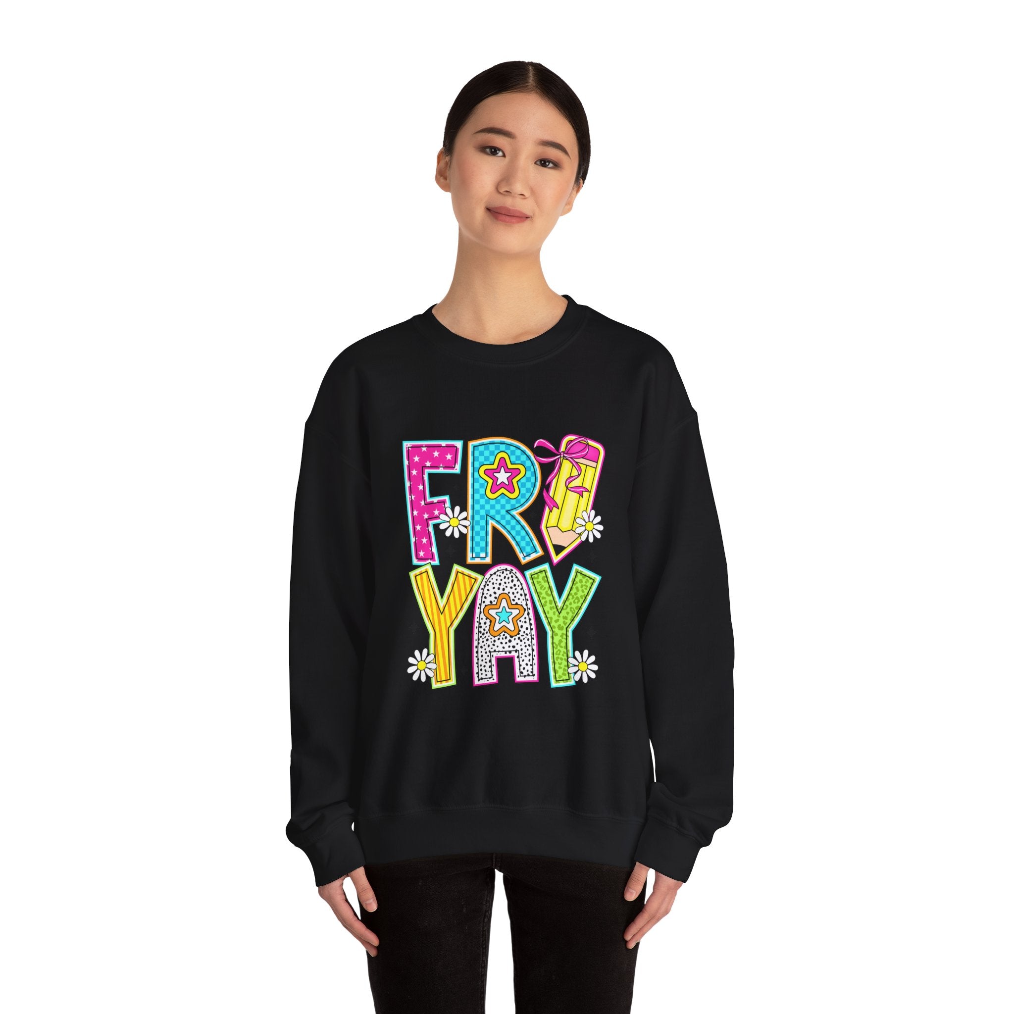 Fro-Yay Crewneck Sweatshirt — Colorful Retro Cartoon Graphic