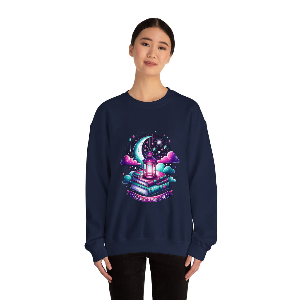 Mystical Reading Crewneck Sweatshirt — "Let Your Magic Bloom" Book & Lantern Design