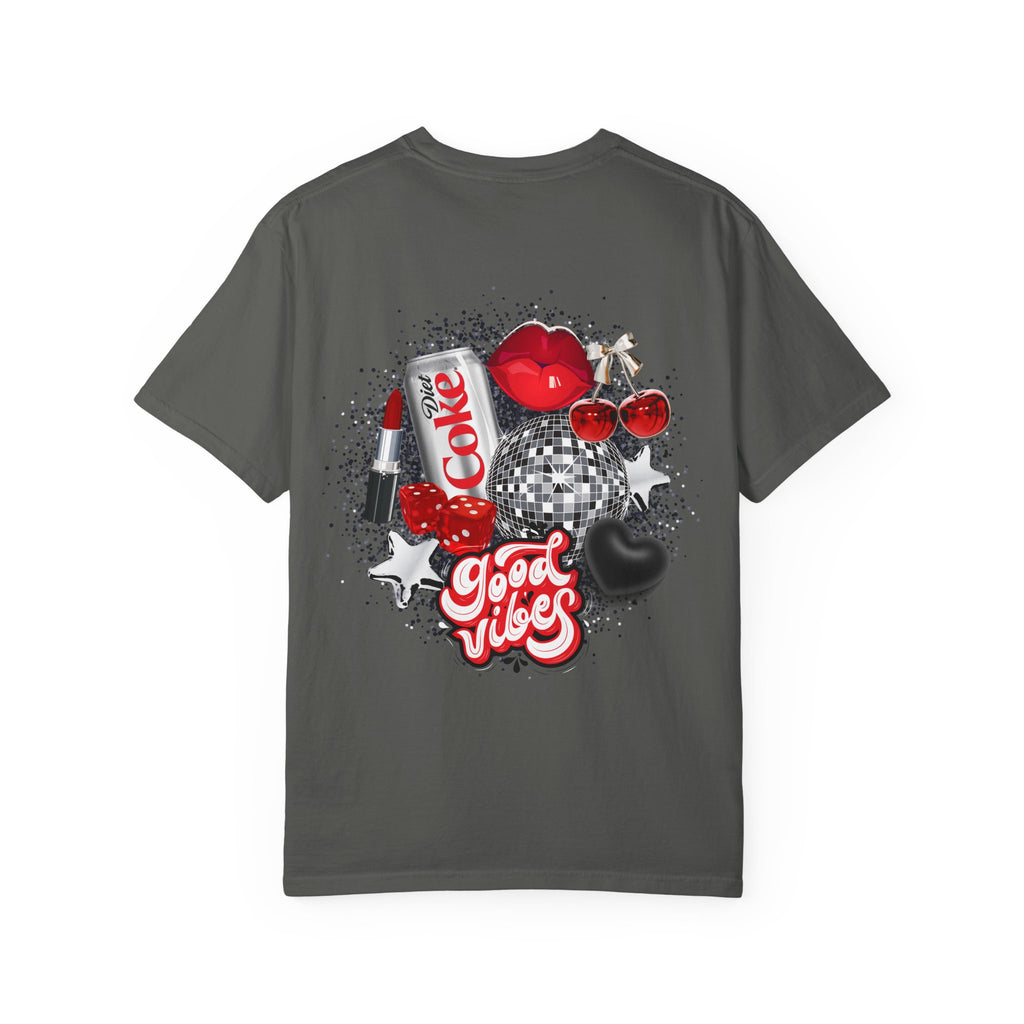 Cherry Graphic T-Shirt — Retro "Good Vibes" Back Print