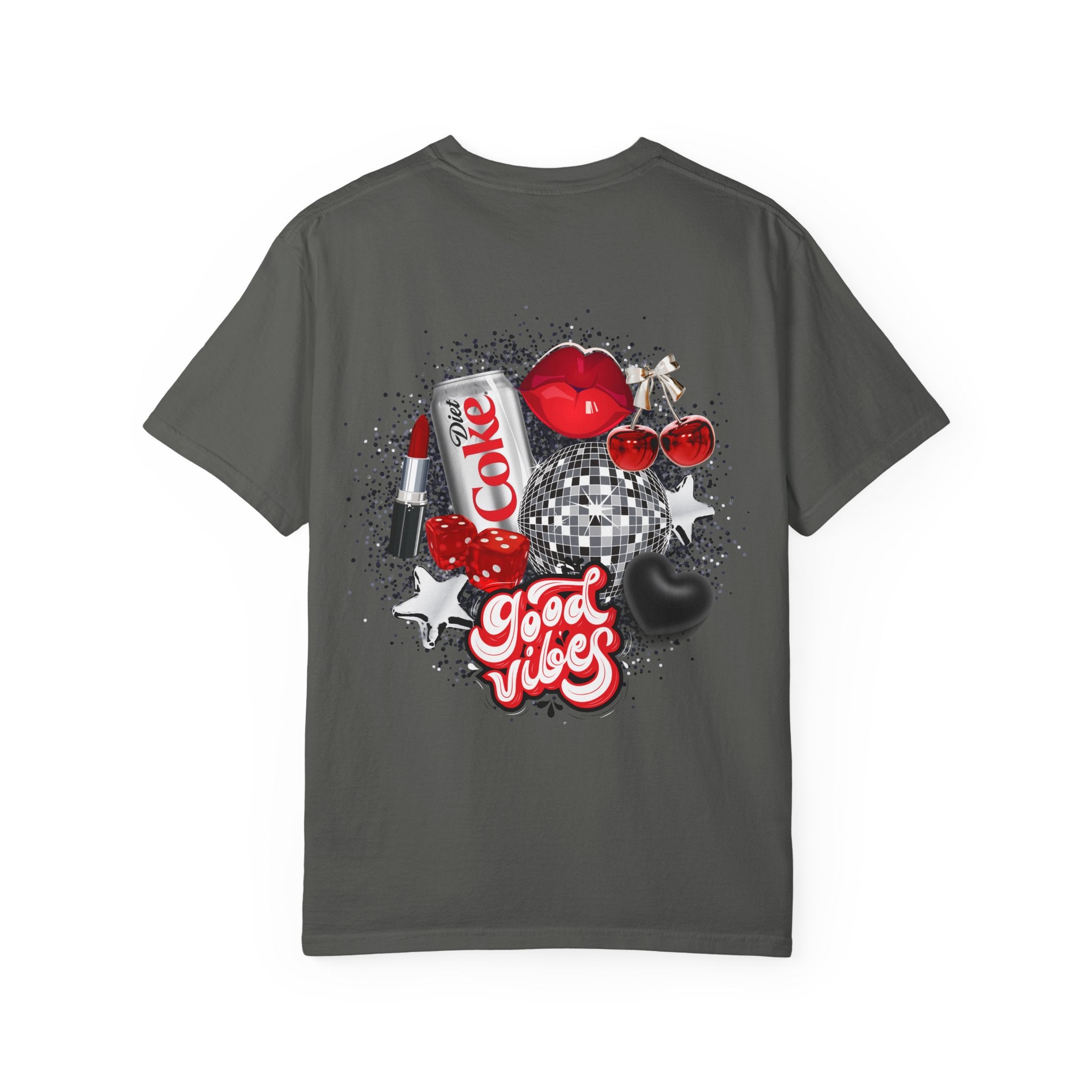 Cherry Graphic T-Shirt — Retro "Good Vibes" Back Print
