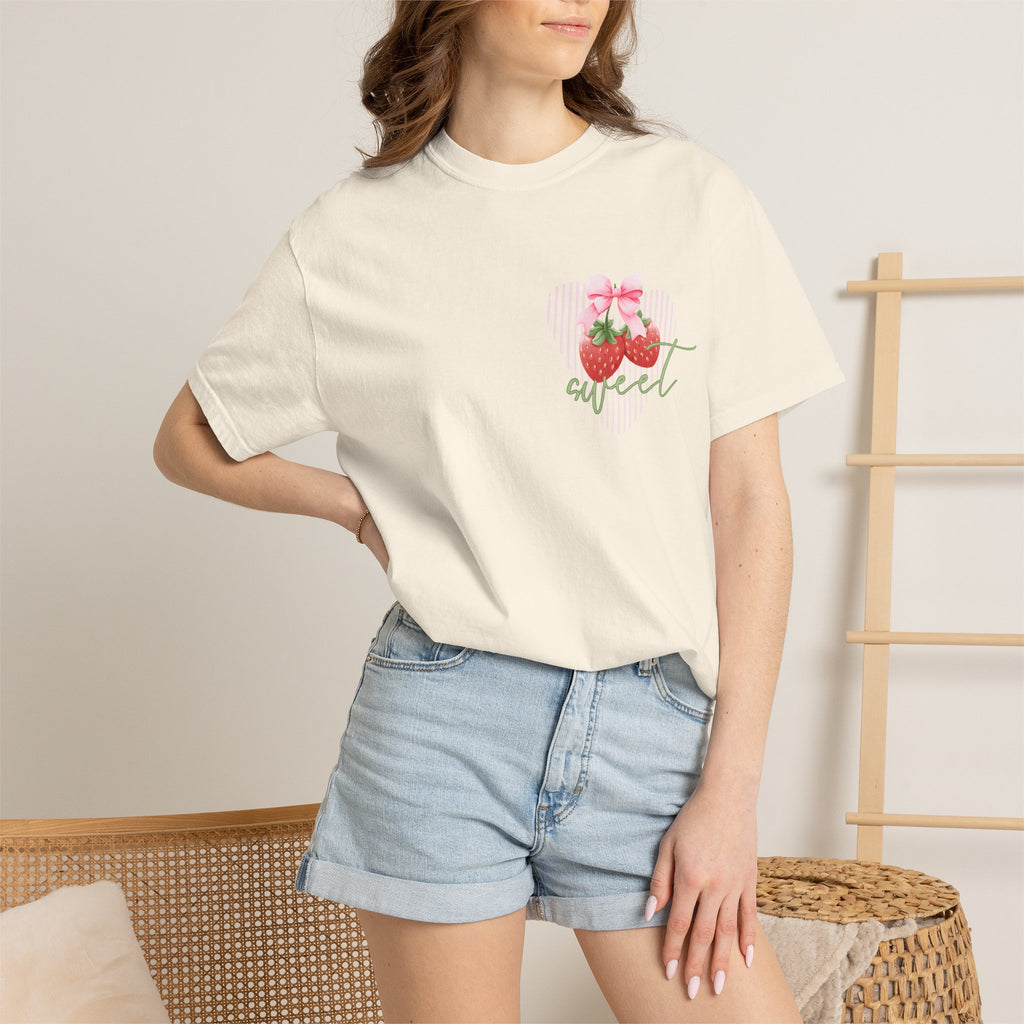 Summer Fruit T-Shirt — "Sweet Summer" Strawberry & Lemon Graphic Tee