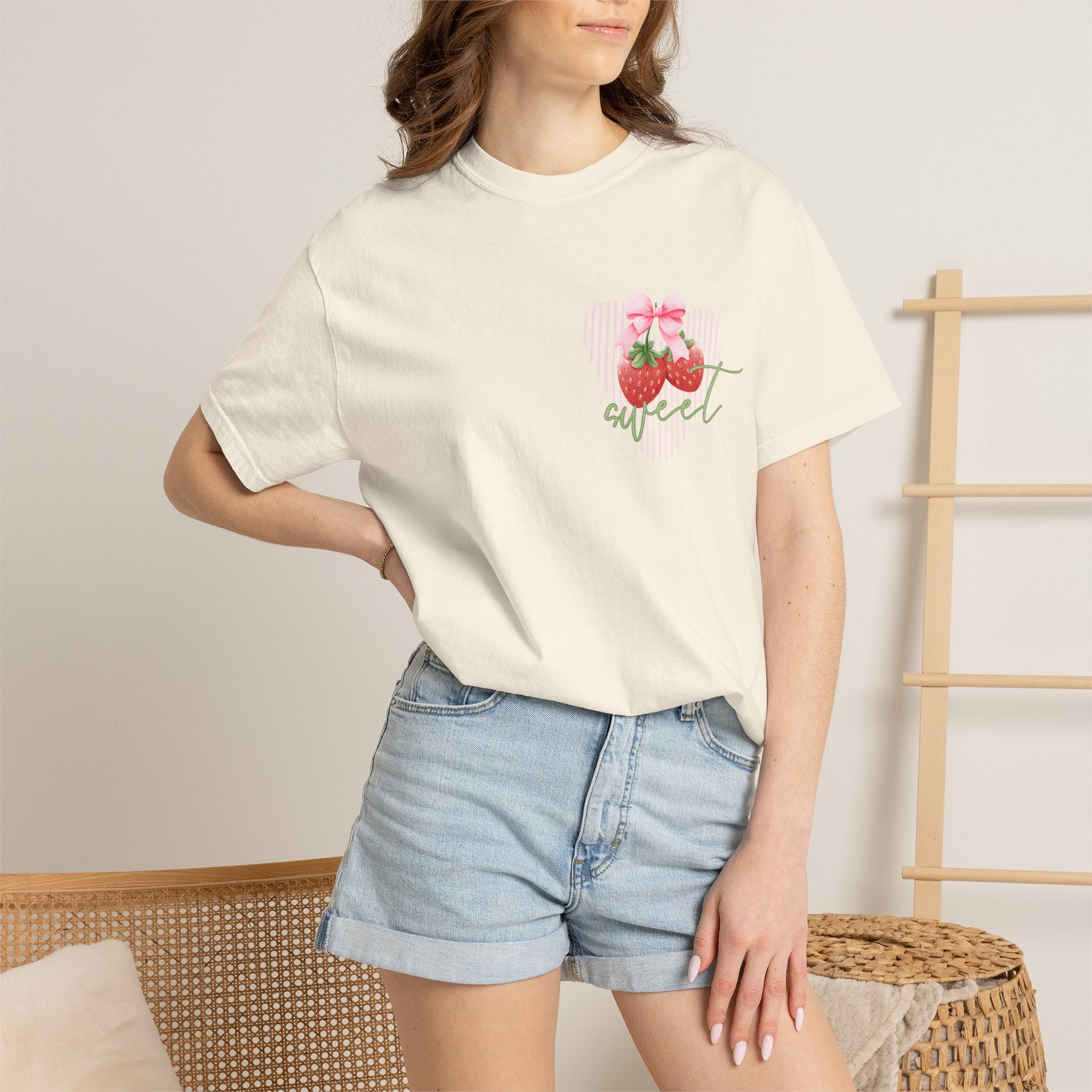 Summer Fruit T-Shirt — "Sweet Summer" Strawberry & Lemon Graphic Tee