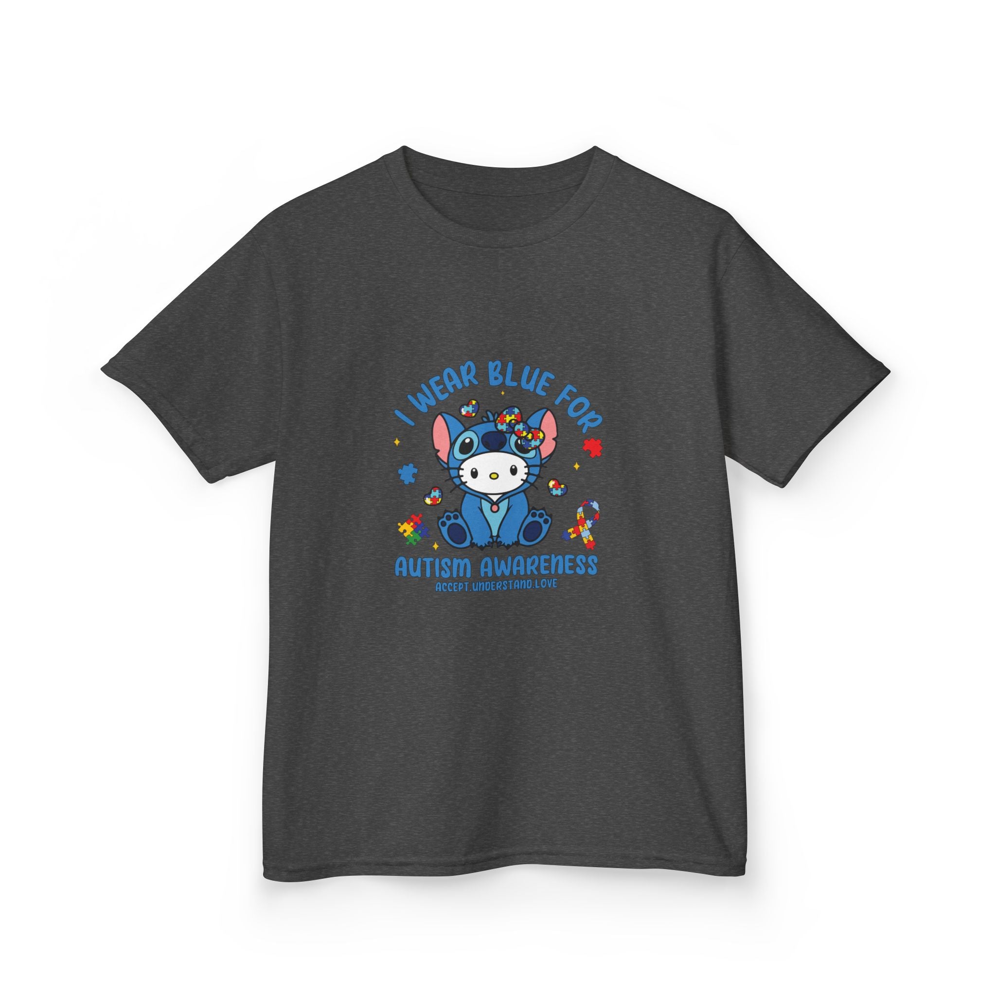 Kids Tee — "I Wear Blue for Autism Awareness" Cute Panda Autism Awareness Shirt