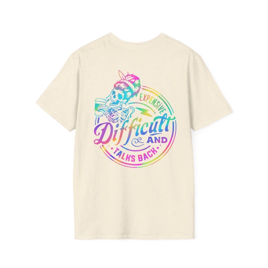 Double-sided Difficult and Talks Back T-Shirt — Colorful Skull Sailor Graphic Tee
