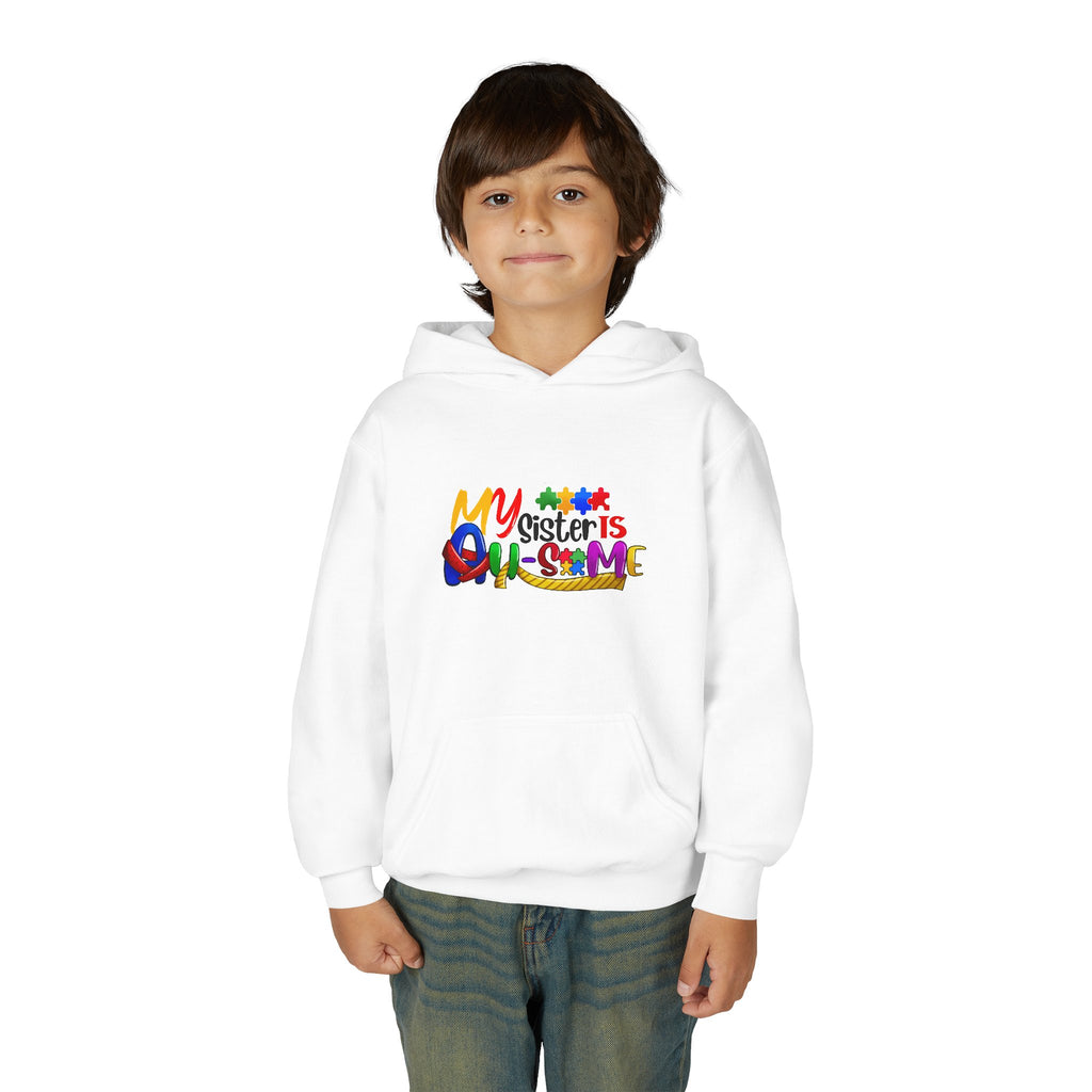 Youth Hoodie — "My Sister is Awesome" Colorful Kids Pullover