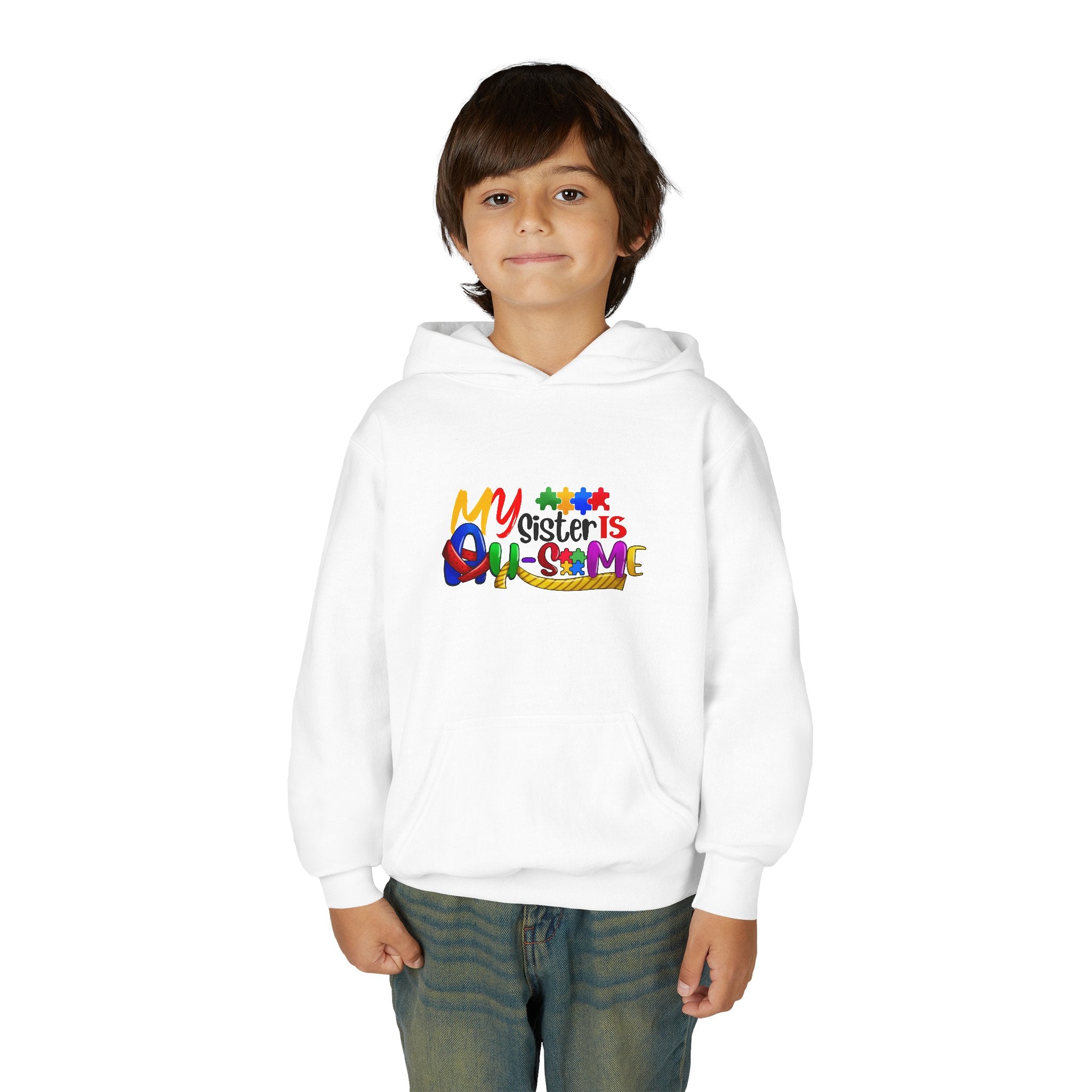 Youth Hoodie — "My Sister is Awesome" Colorful Kids Pullover