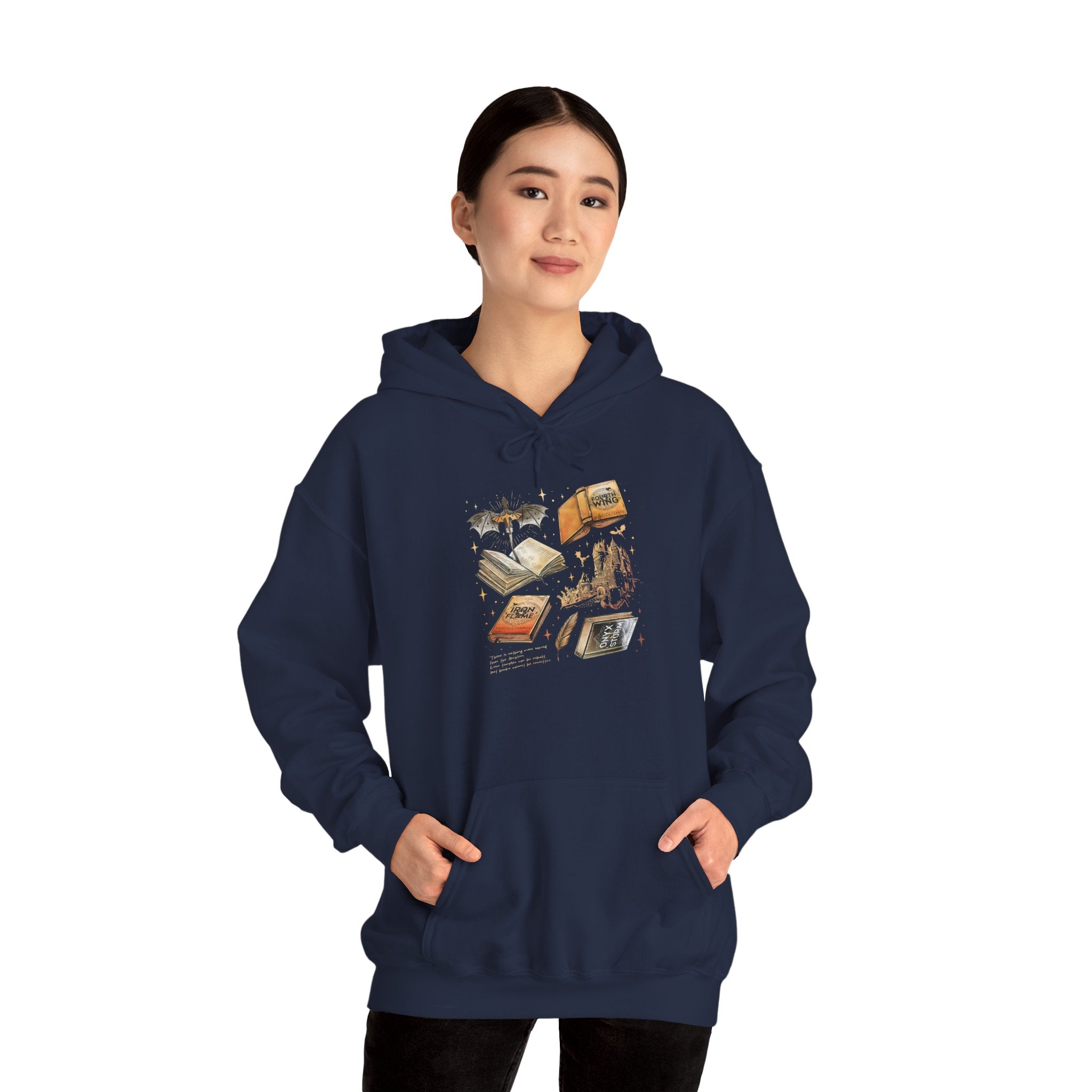 Bookish Bat Hoodie — Vintage Flying Books Graphic Pullover