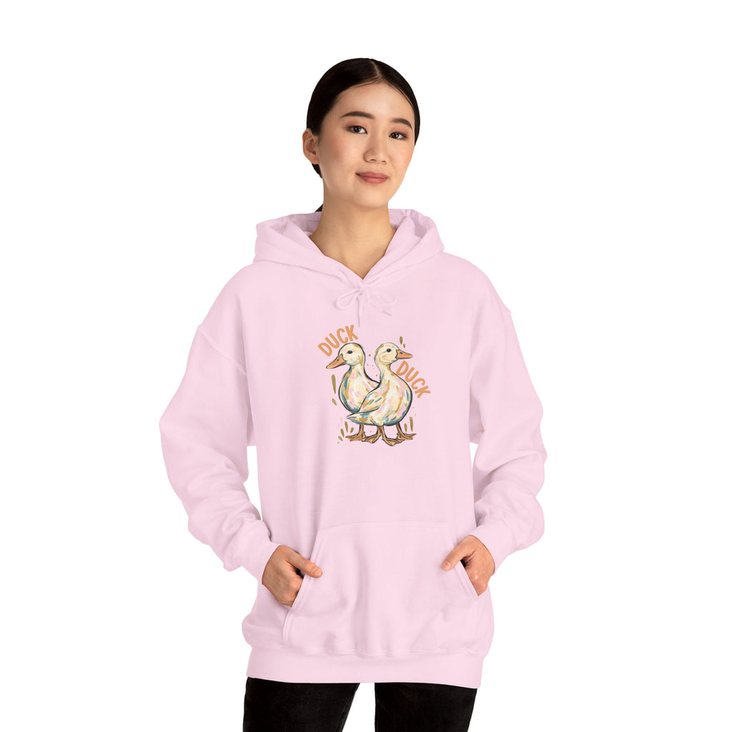 Duck & Goose Hoodie — Cute Waterfowl Graphic Pullover ("Duck Duck" Front, "Goose" Back)