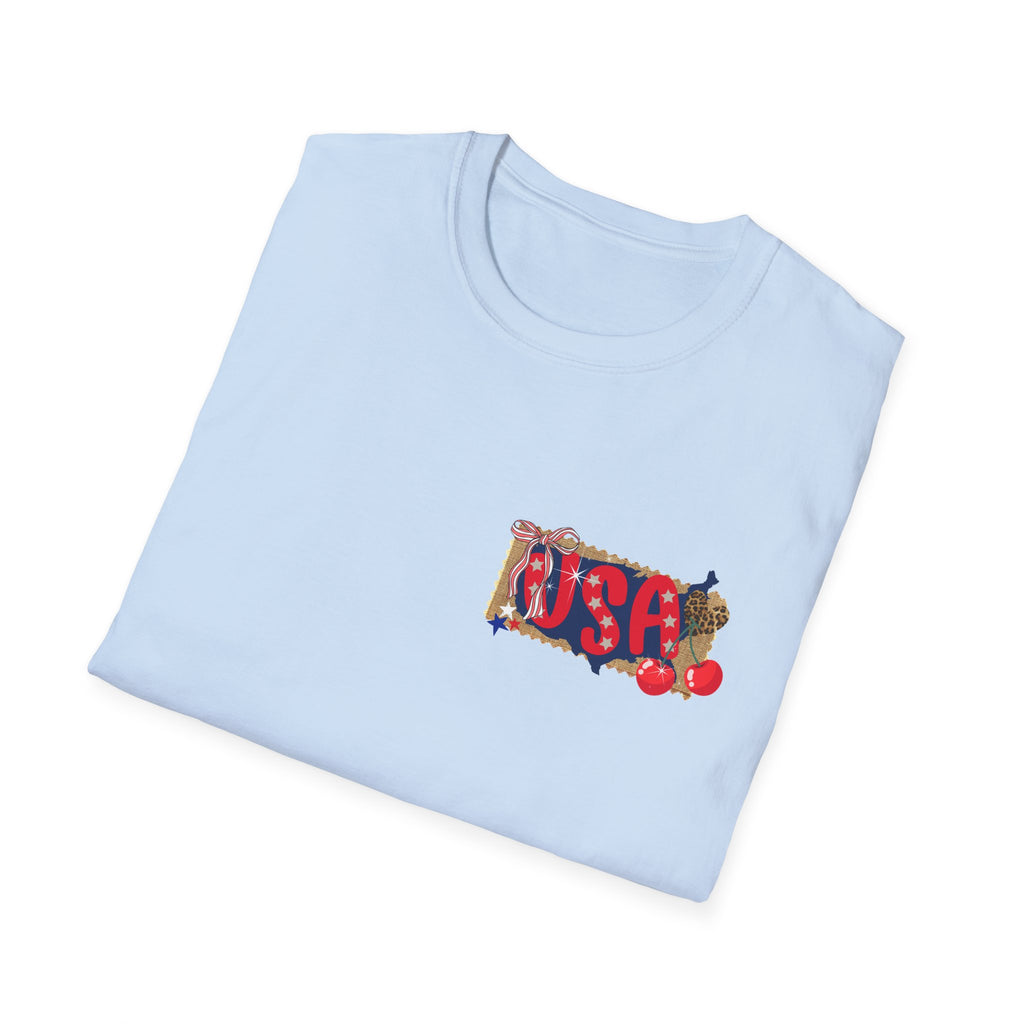 USA Collage T-Shirt — Patriotic Route 66 & Americana Graphic Tee