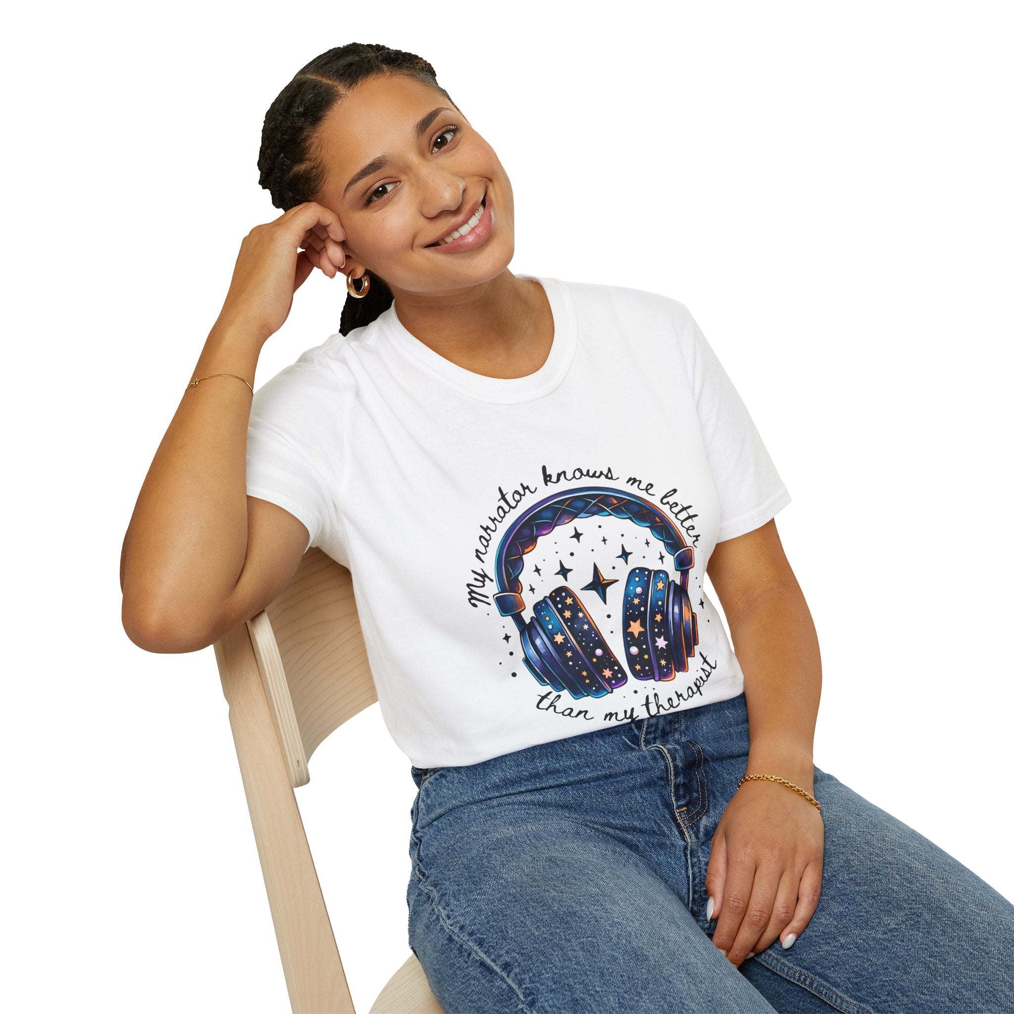 Galaxy Headphones T-Shirt — "My Headphones Brings Me Better Than My Therapist" Music Tee
