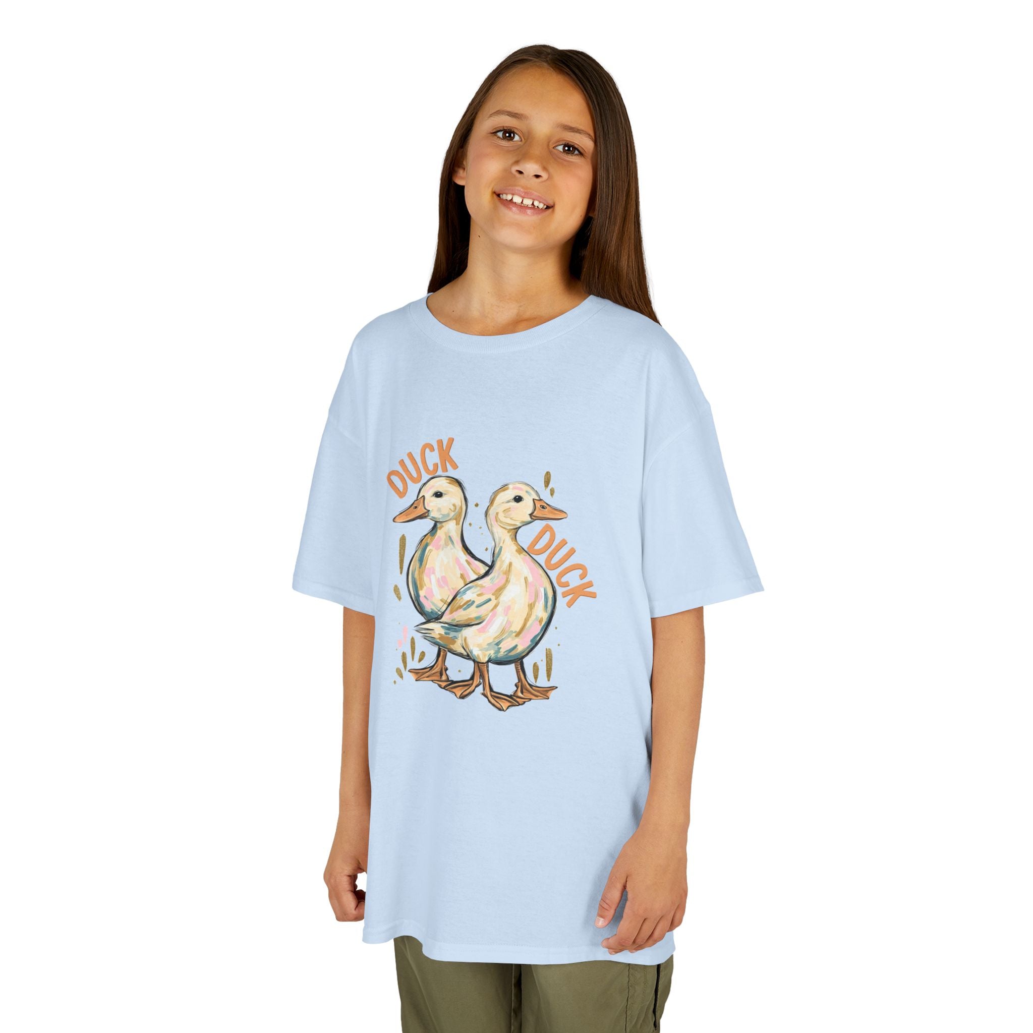 Kids Tee — Cute Duck & Goose Illustration ("Duck Duck" Front, "Goose" Back)