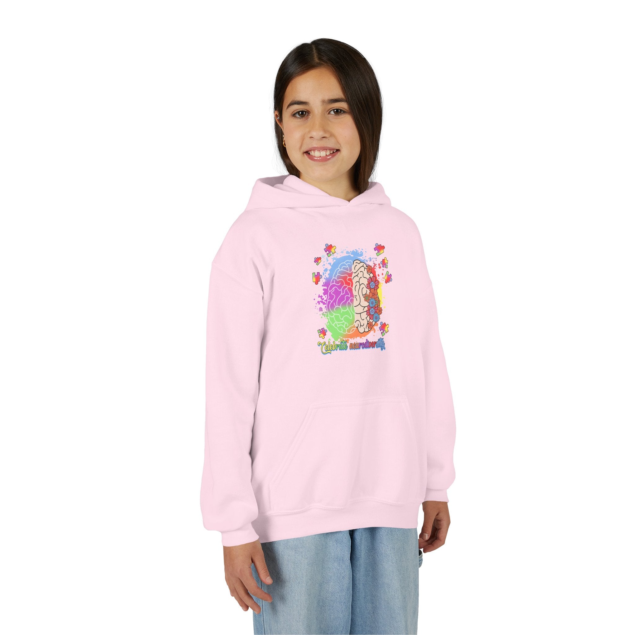 Youth Hoodie — Colorful Brain Science Design (STEM, Neuroscience Kids)